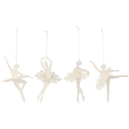 IB Laursen Scherenschnitt Ballerina Schneekristall 4er-Set weiß 92323-99
