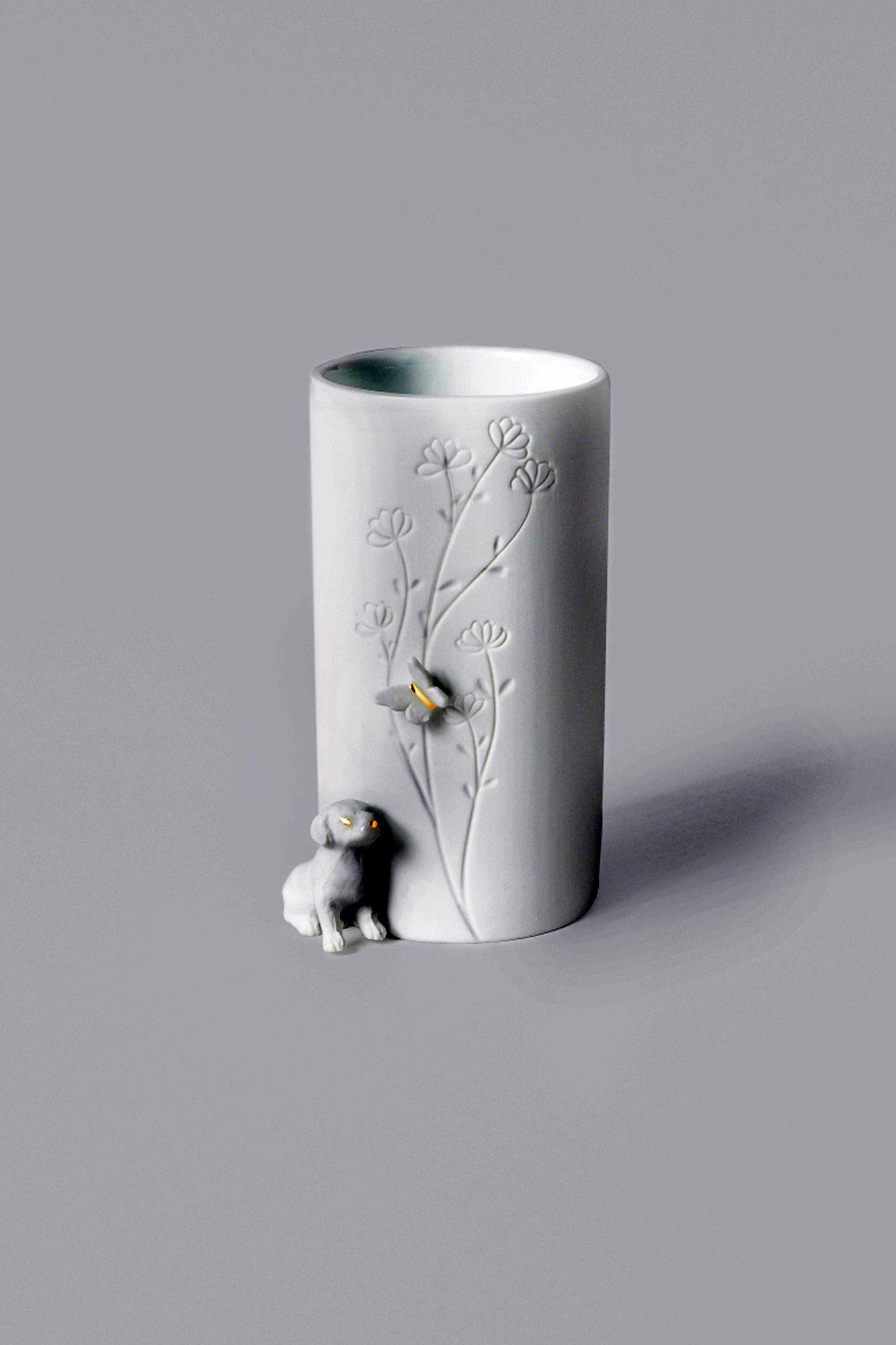 räder Living Vase Hund sitzend Porzellan weiß 0017616