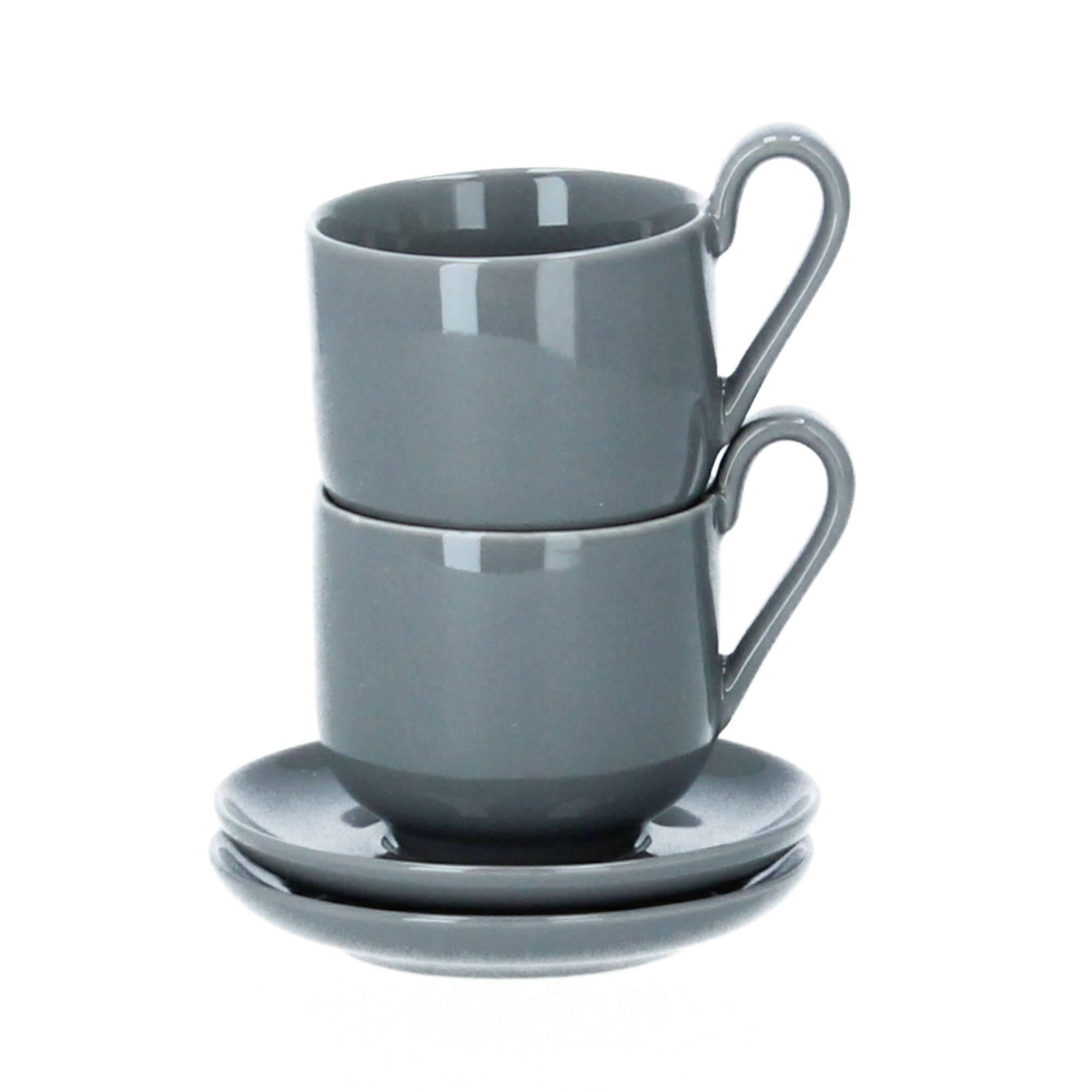 blomus RO 2 Espressotassen mit Untertasse 80 ml Porzellan sharkskin