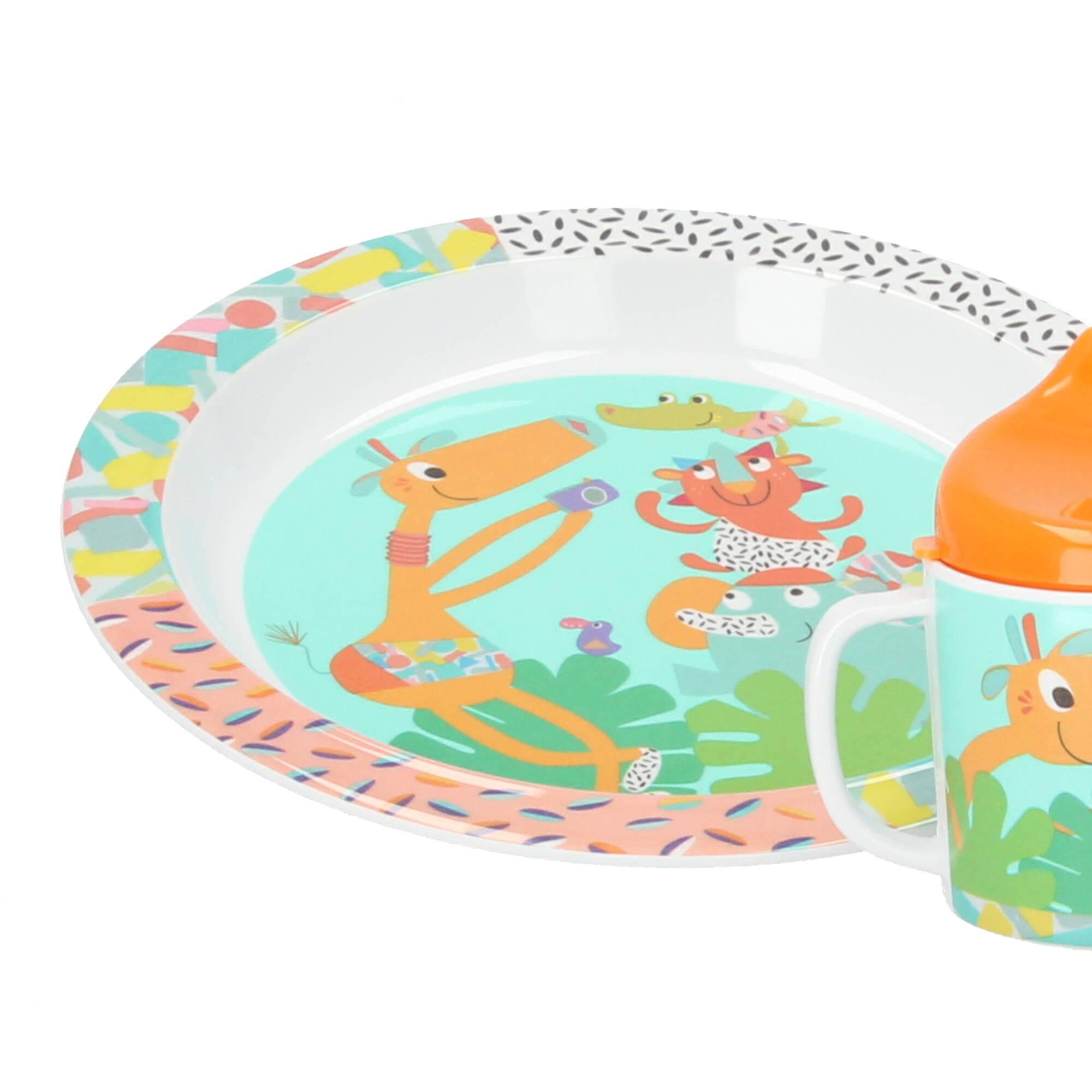 Ebulobo Kinder Geschirrset Giraffe 4tlg Kindergeschirr Melamin