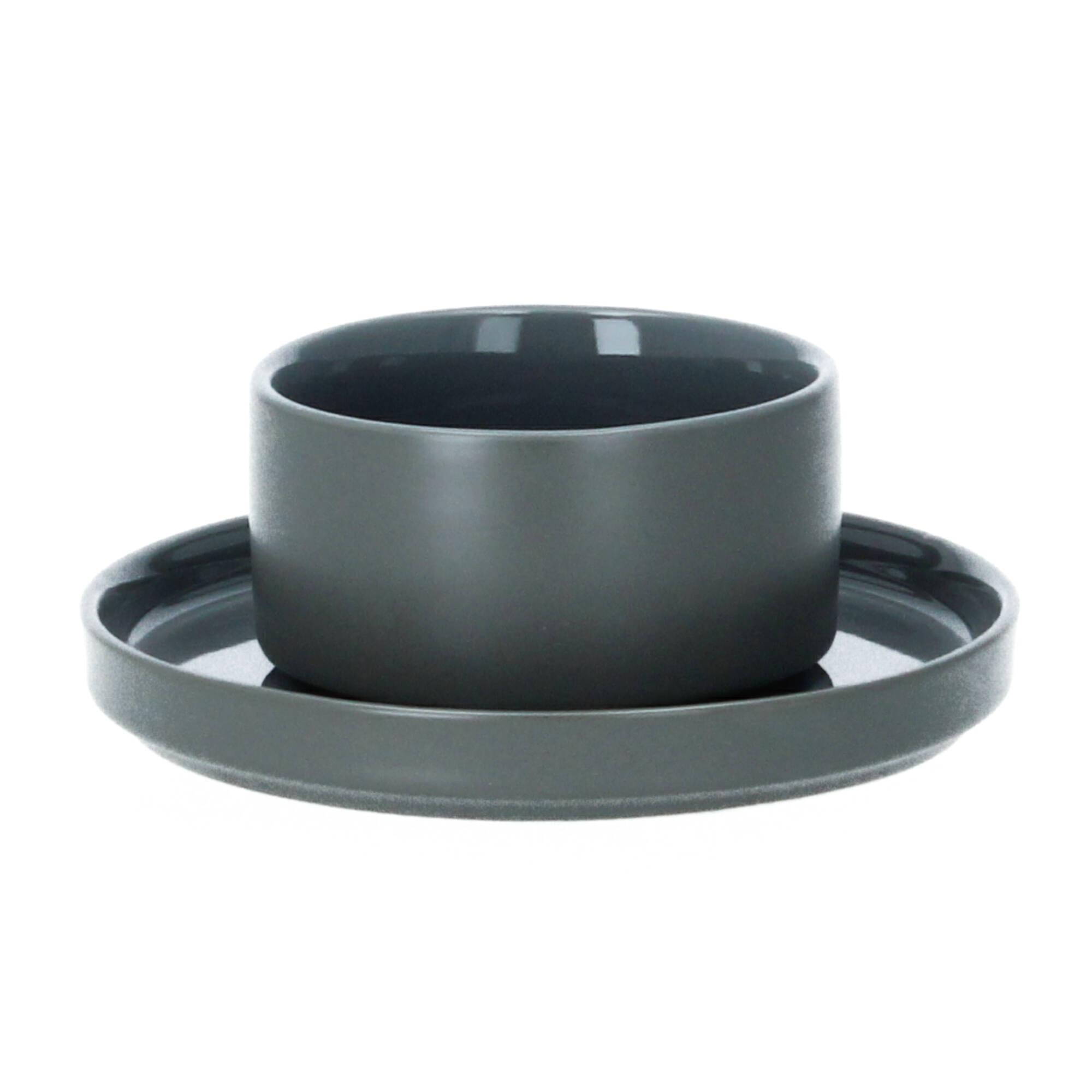 blomus Pilar 2 Teetassen mit Untertasse 200 ml Keramik pewter zinngrau