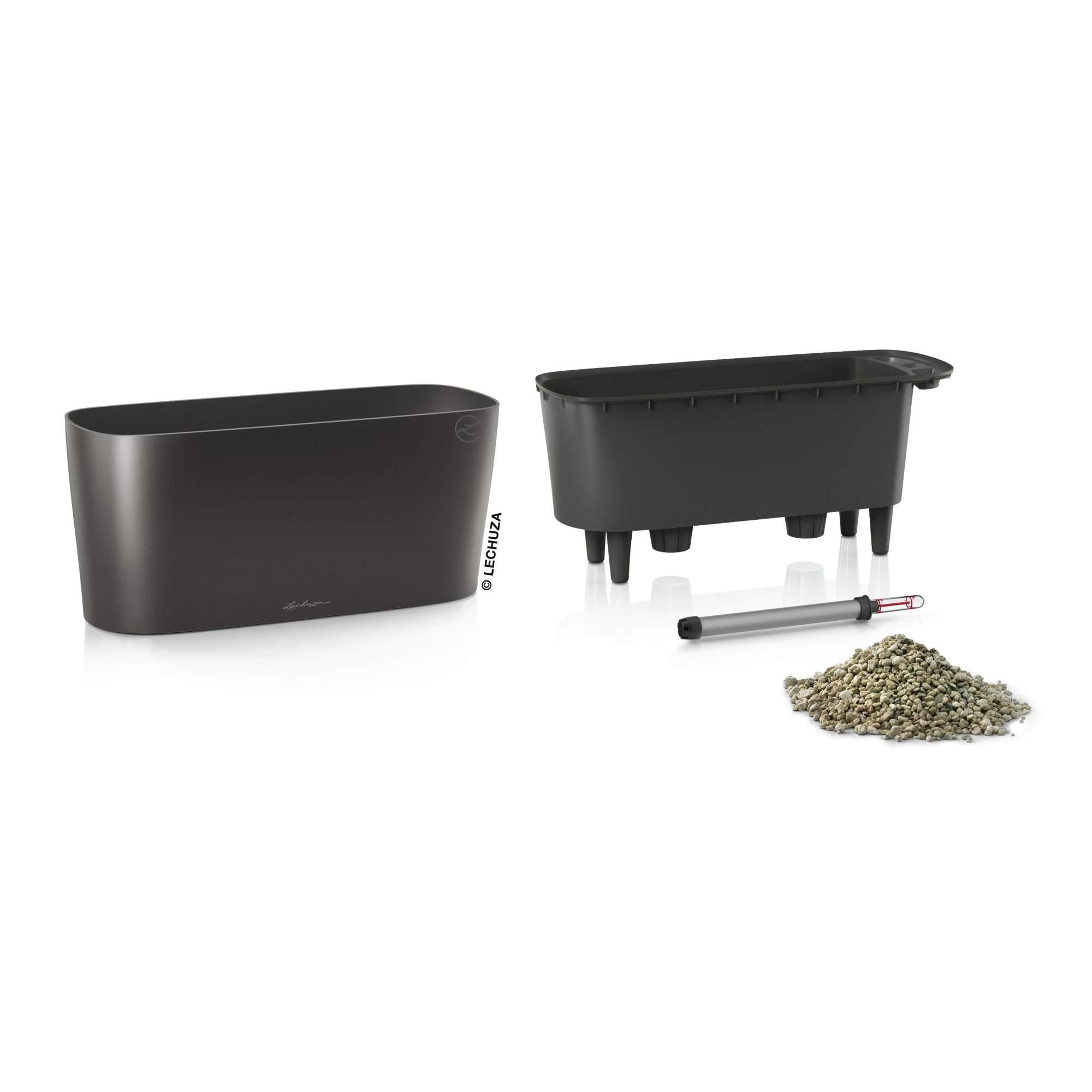 Lechuza Blumentopf rechteckig Delta 20 anthrazit metallic