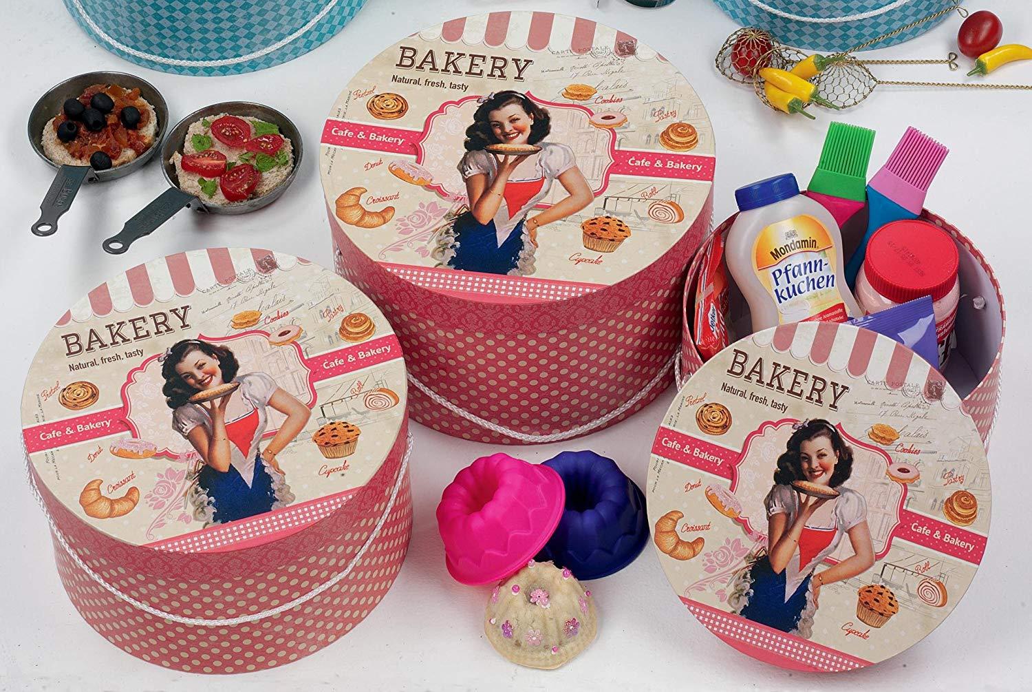 Hoff Interieur Runde Deko Schachteln Bakery, 3er Set