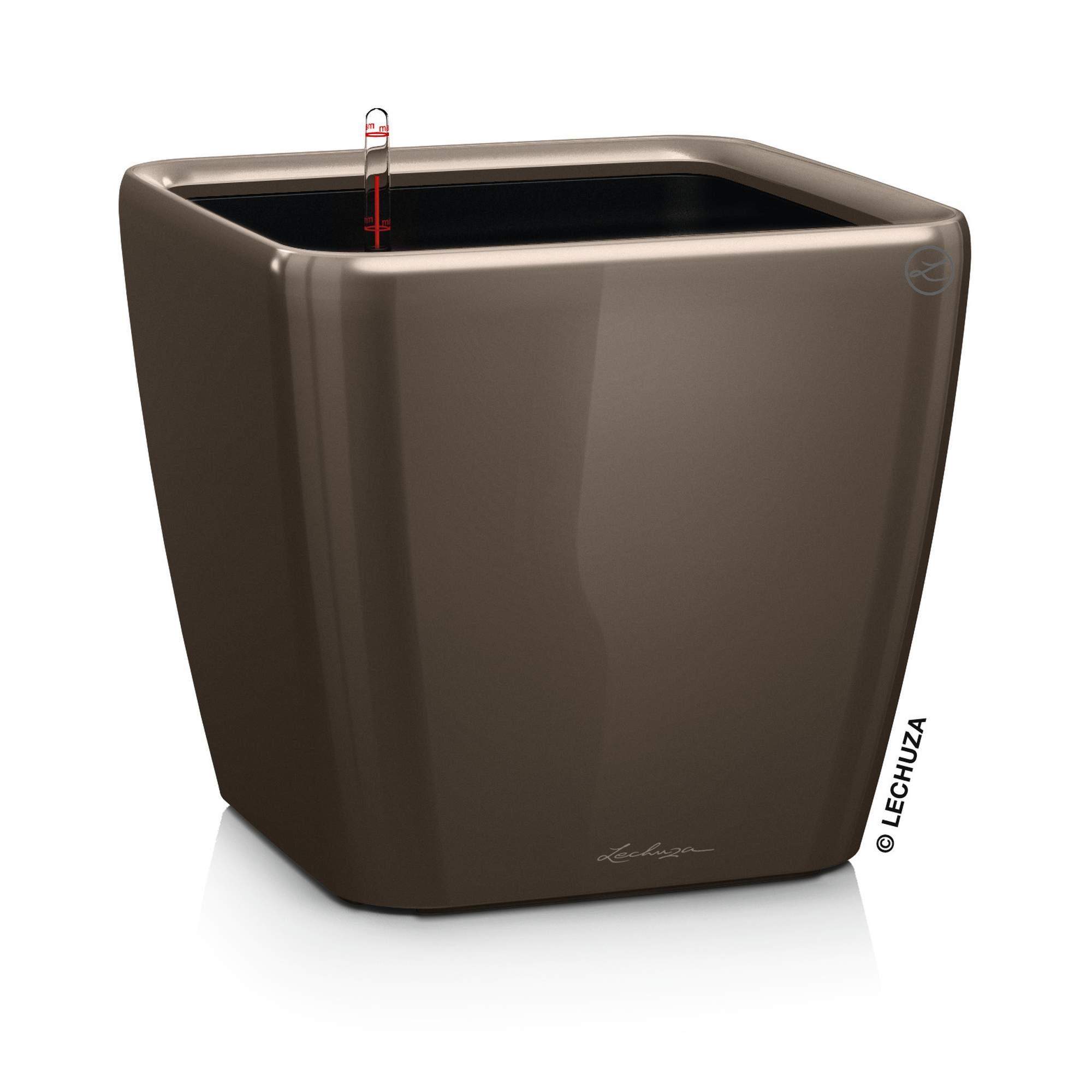 Lechuza Blumentopf groß Quadro LS 43 taupe hochglanz braun