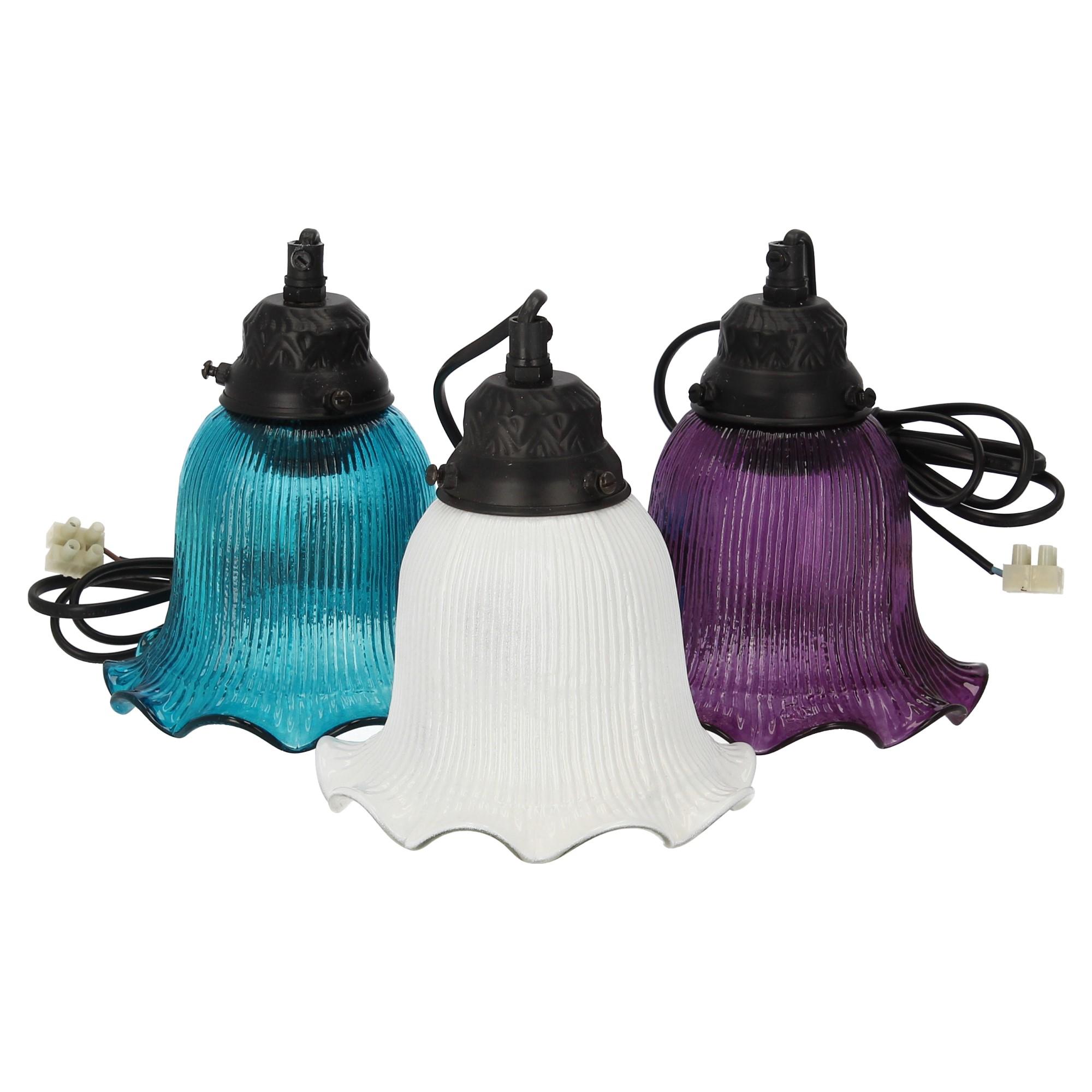 Hoff-Interieur Deckenlampe Bourbon gerillt, 3er Set weiß lila türkis