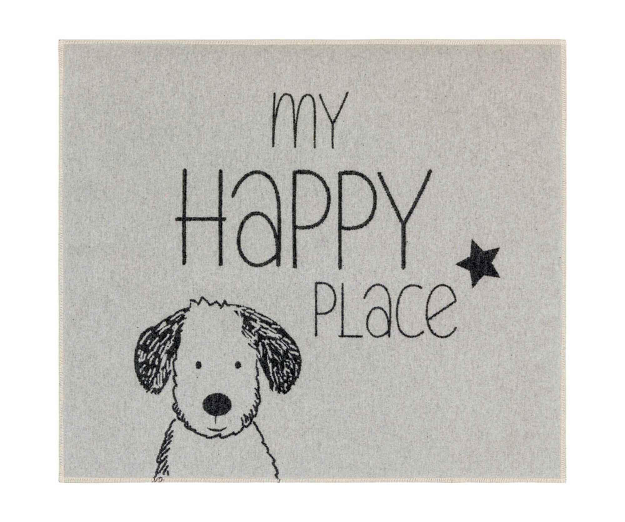 Fussenegger Hundematte klein - my happy place Baumwolle grau 70x80cm