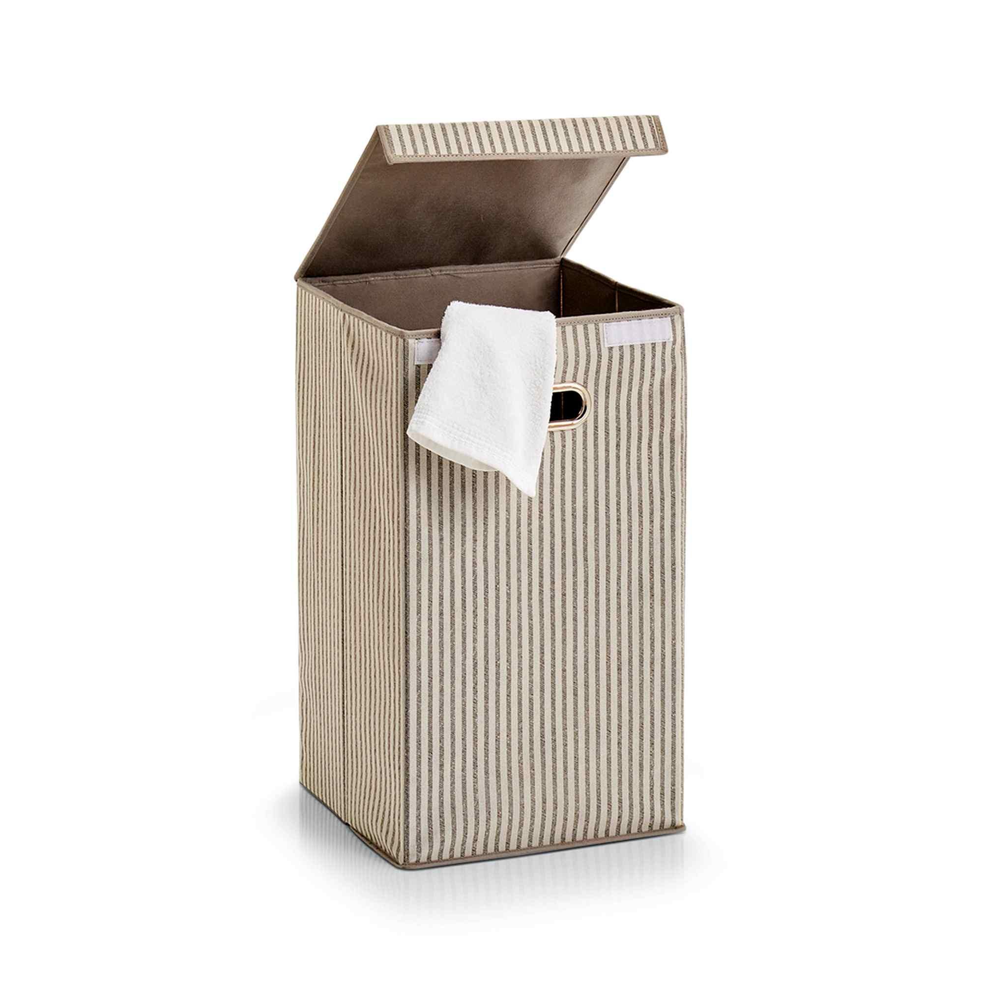 Zeller Wäschesammler Stripes Vlies beige 32x32x57cm 14653