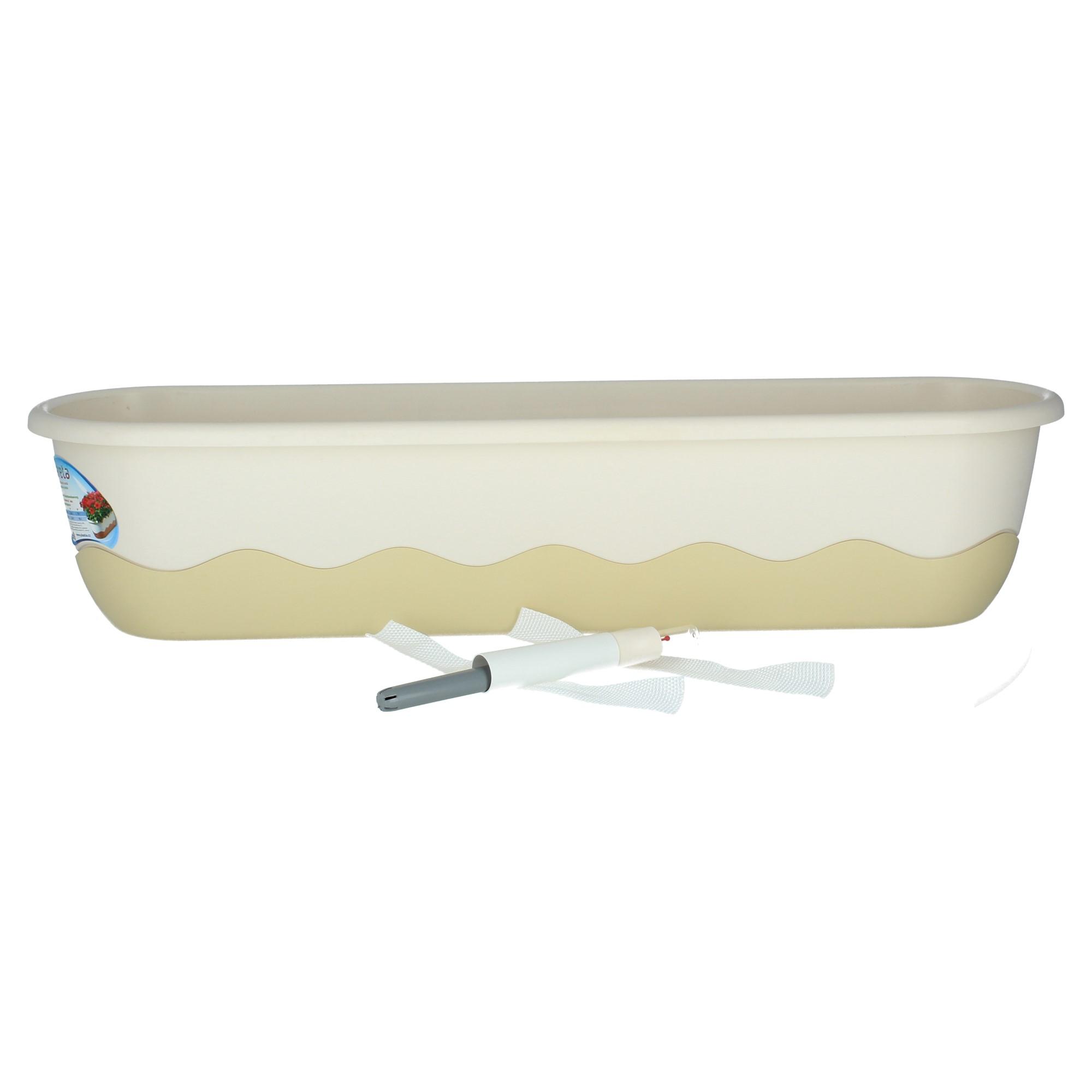 Plastia Blumenkasten Mareta 80cm elfenbein Wasserspeicher