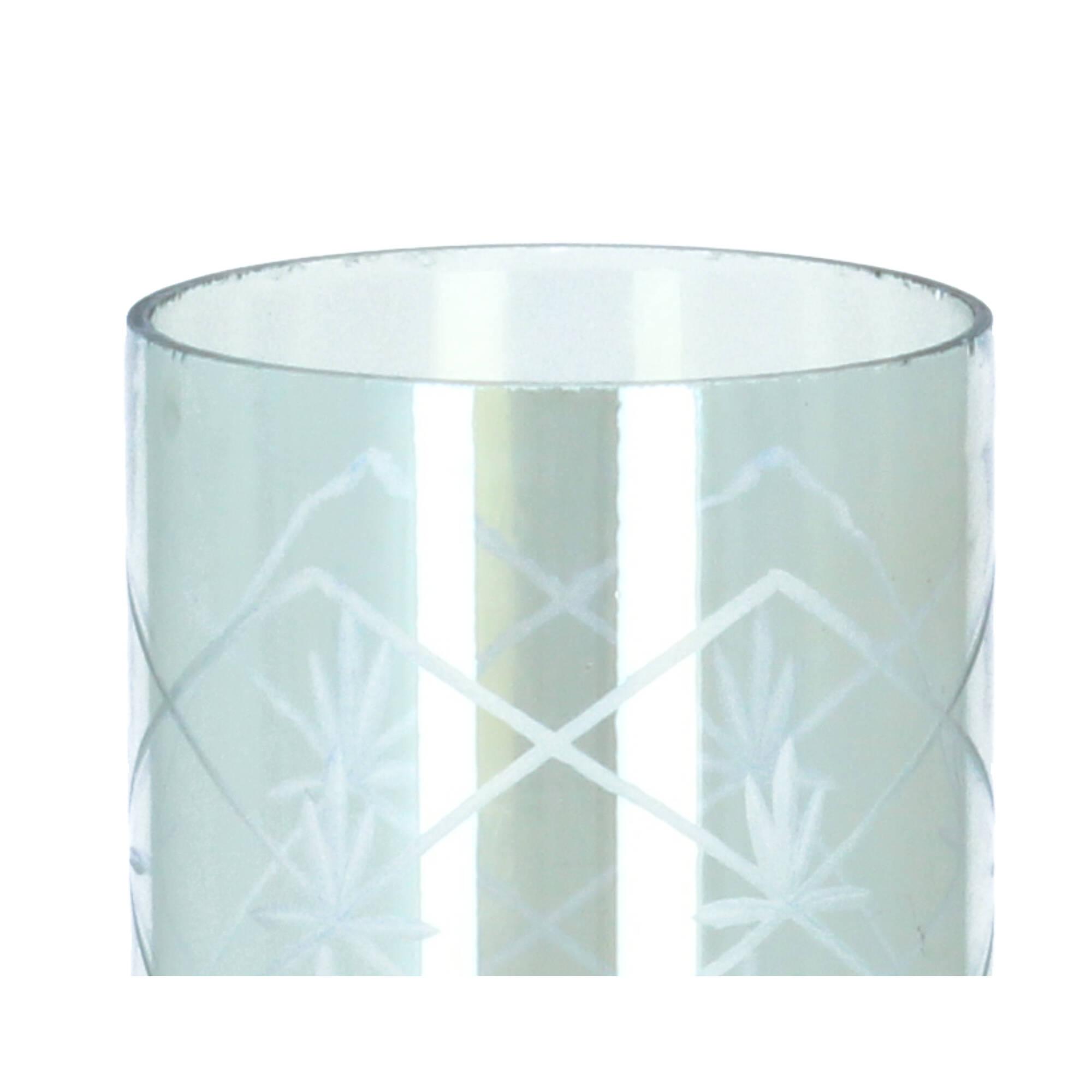 Chic Antique Nyons Hurricane Glas Schliff Windlicht 15 cm olivgrün