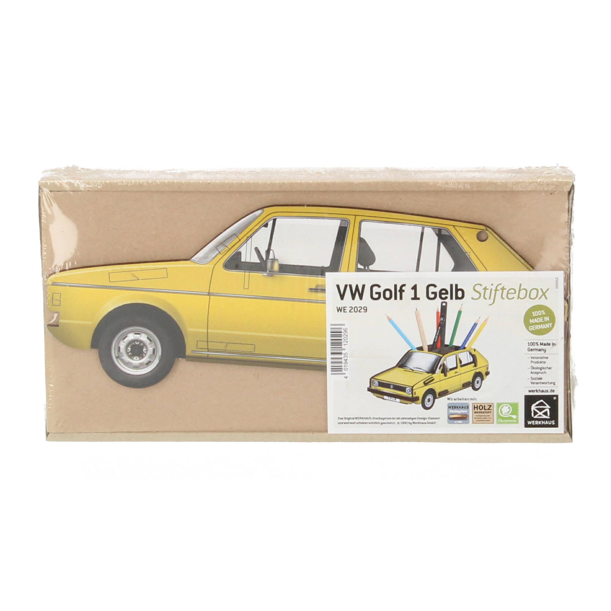 Werkhaus Stiftebox Stiftehalter VW Golf 1 gelb Holz Werkhaus Stiftebox Stiftehalter VW Golf 1 gelb Holz