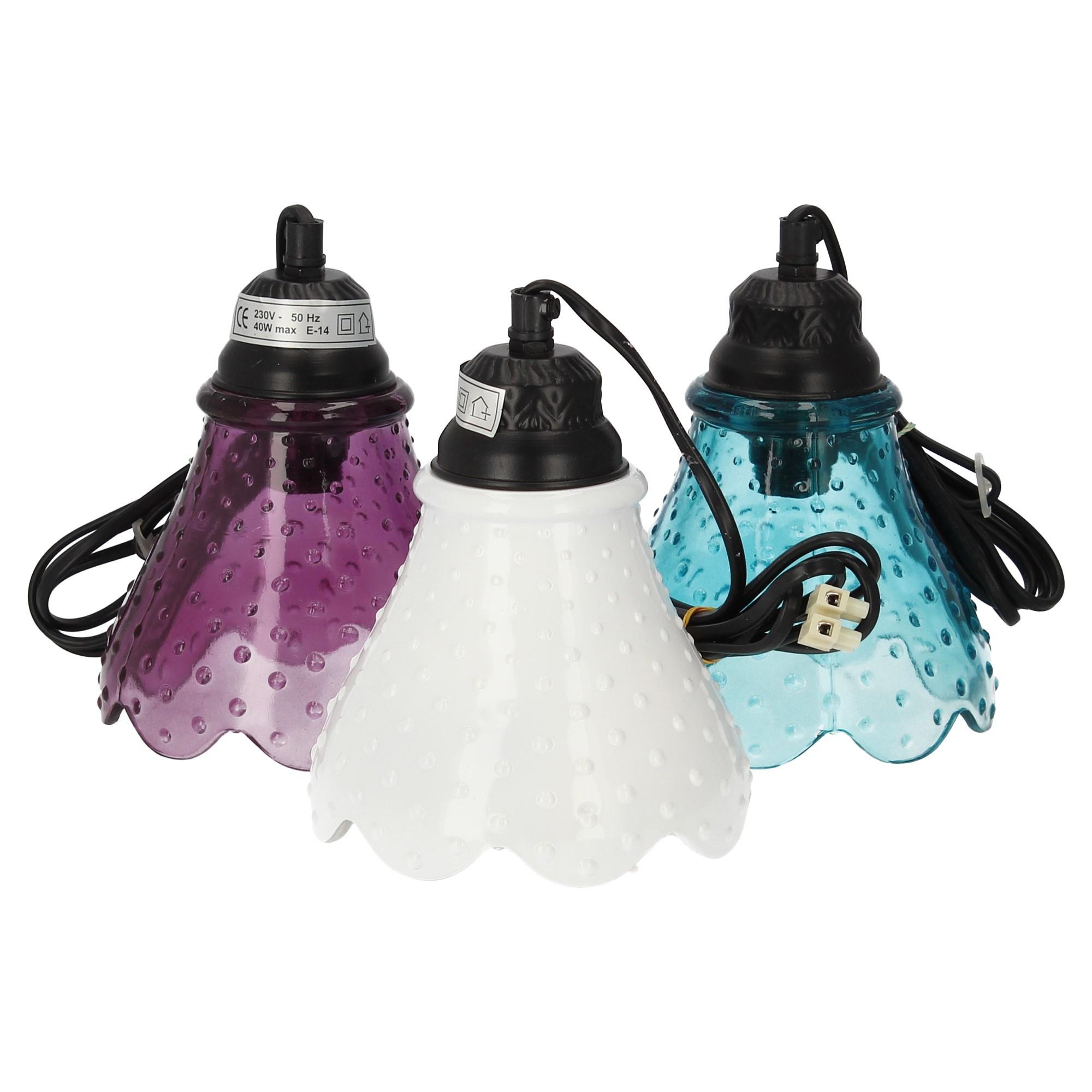 Hoff-Interieur Deckenlampe Bourbon Punkte 3er Set lila weiß türkis Hoff-Interieur Deckenlampe Bourbon Punkte 3er Set lila weiß türkis
