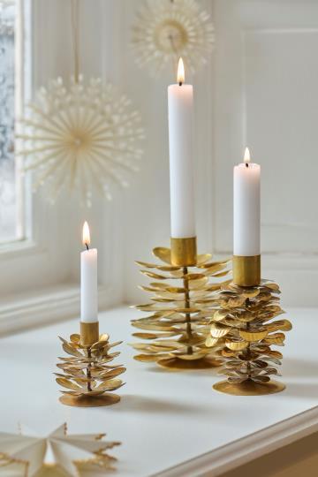 IB Laursen Kerzenhalter Stillenat Zapfen Gloria gold 2,2cm Kerze 57317-17