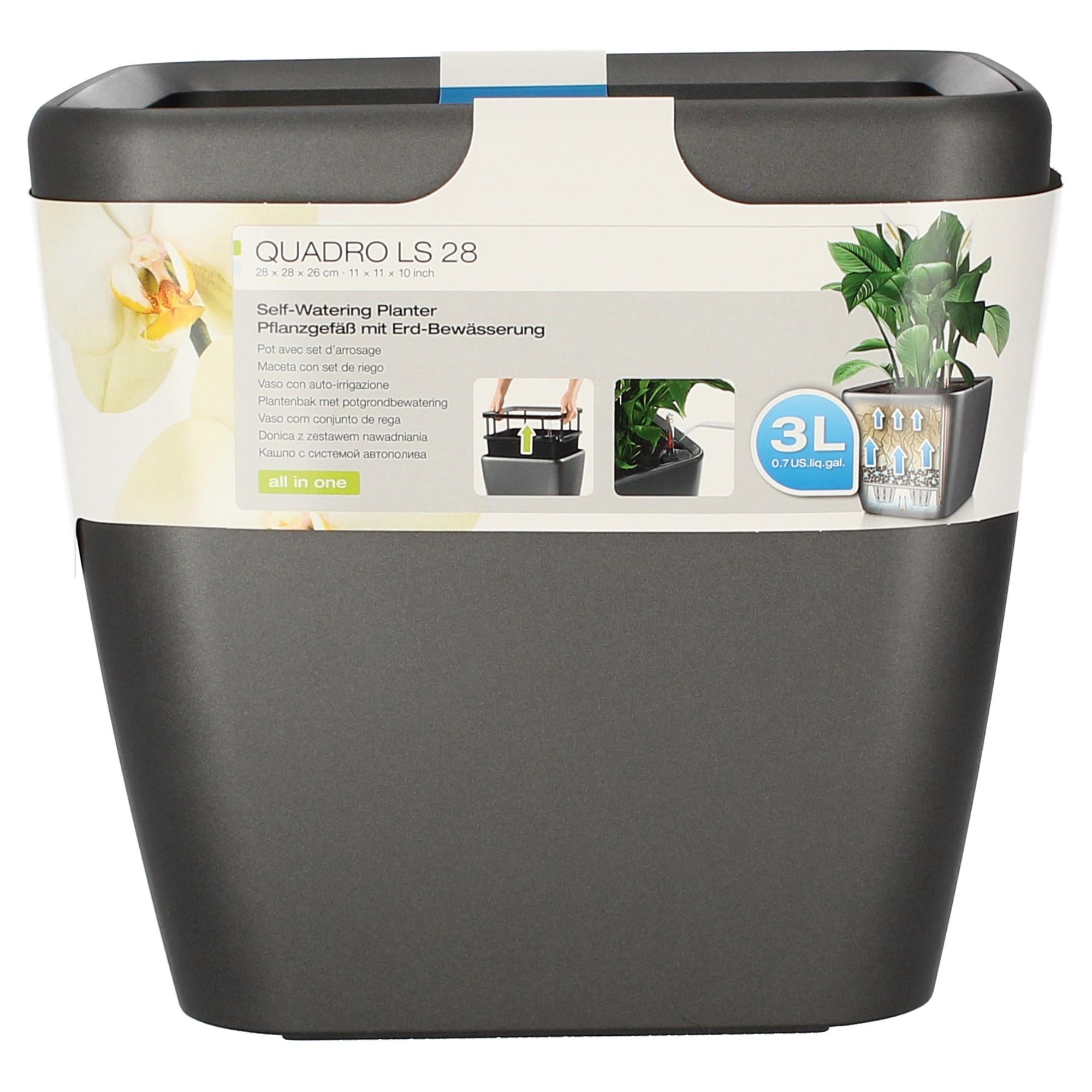 Lechuza Blumentopf groß Quadro LS 28 anthrazit metallic Lechuza Blumentopf groß Quadro LS 28 anthrazit metallic