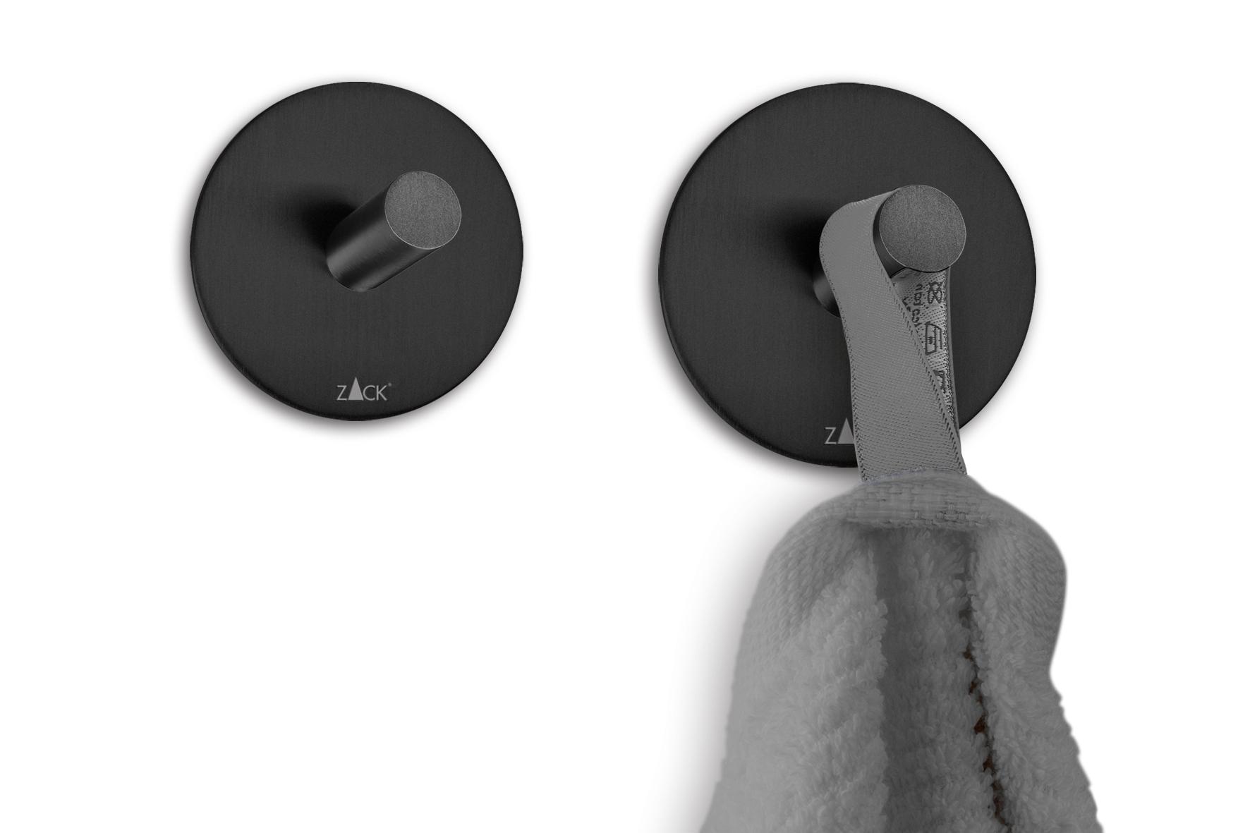 Zack PECO Handtuchhaken 2er Set rund 4,5 cm schwarz
