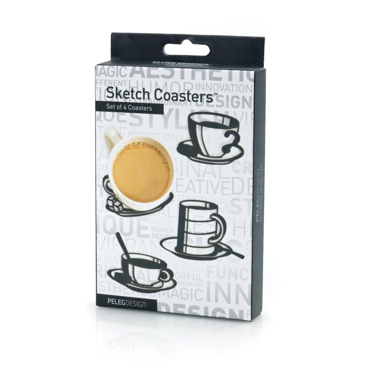 Peleg Design, Tassen-Untersetzer 4x Set Sketch Coasters, PE787