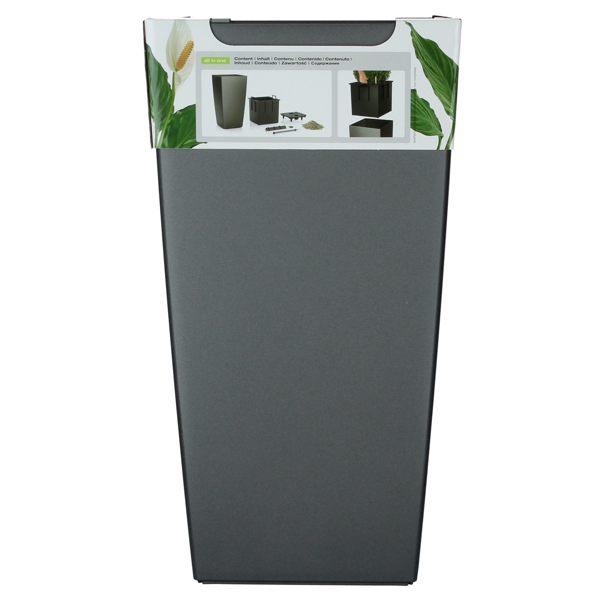 Lechuza Blumentopf hoch Cubico 22 anthrazit metallic Grau