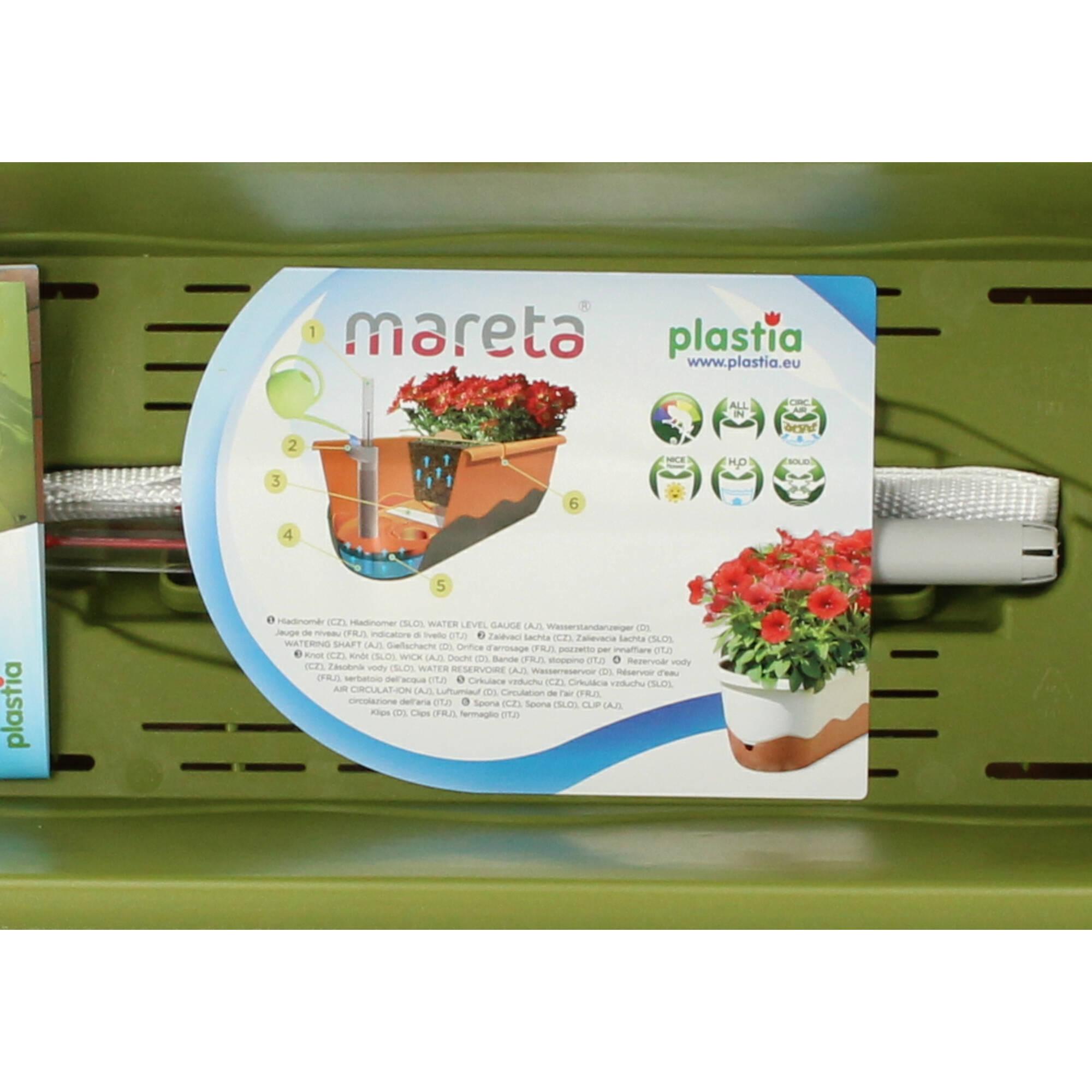 Plastia Blumenkasten Mareta 60cm grün elfenbein Wasserspeicher