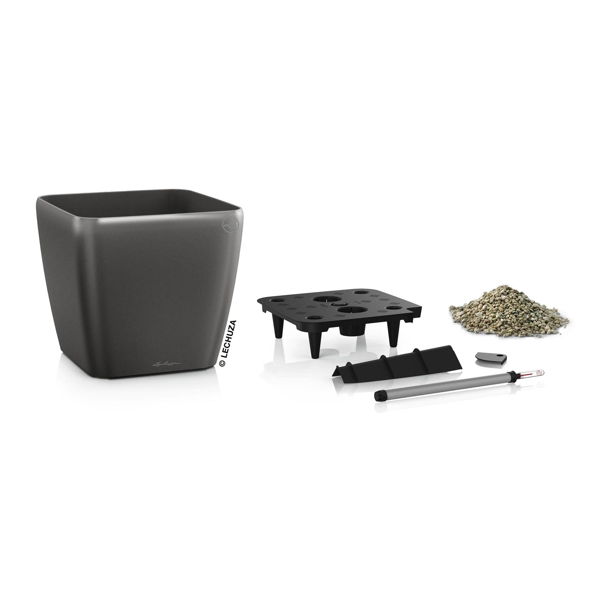 Lechuza Blumentopf groß Quadro LS 35 anthrazit metallic
