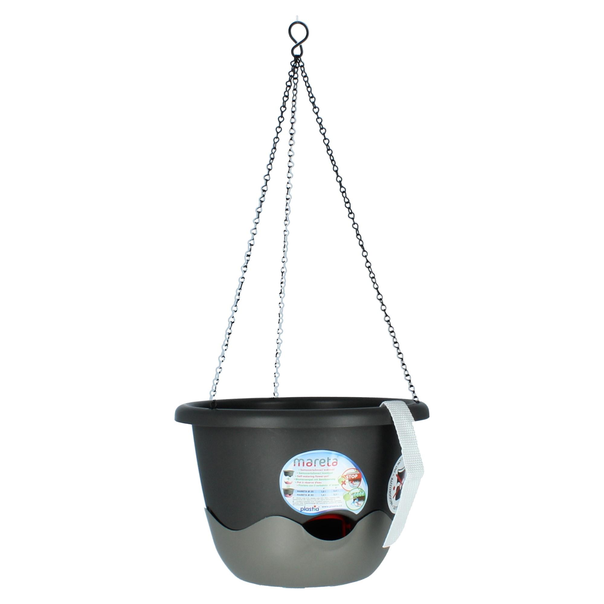 Plastia Blumenampel Mareta 30 Grau Anthrazit Wasserspeicher