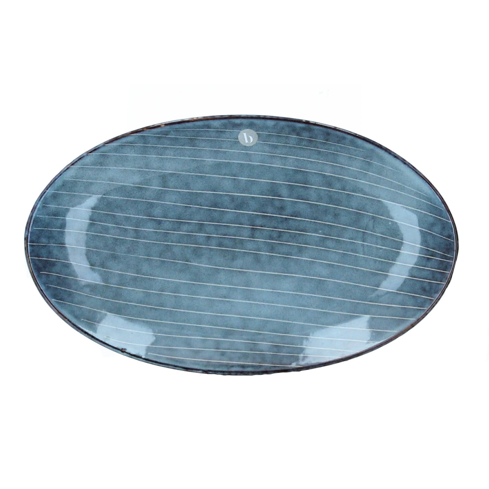 Broste Copenhagen Servierplatte Nordic Sea oval 22 cm blau