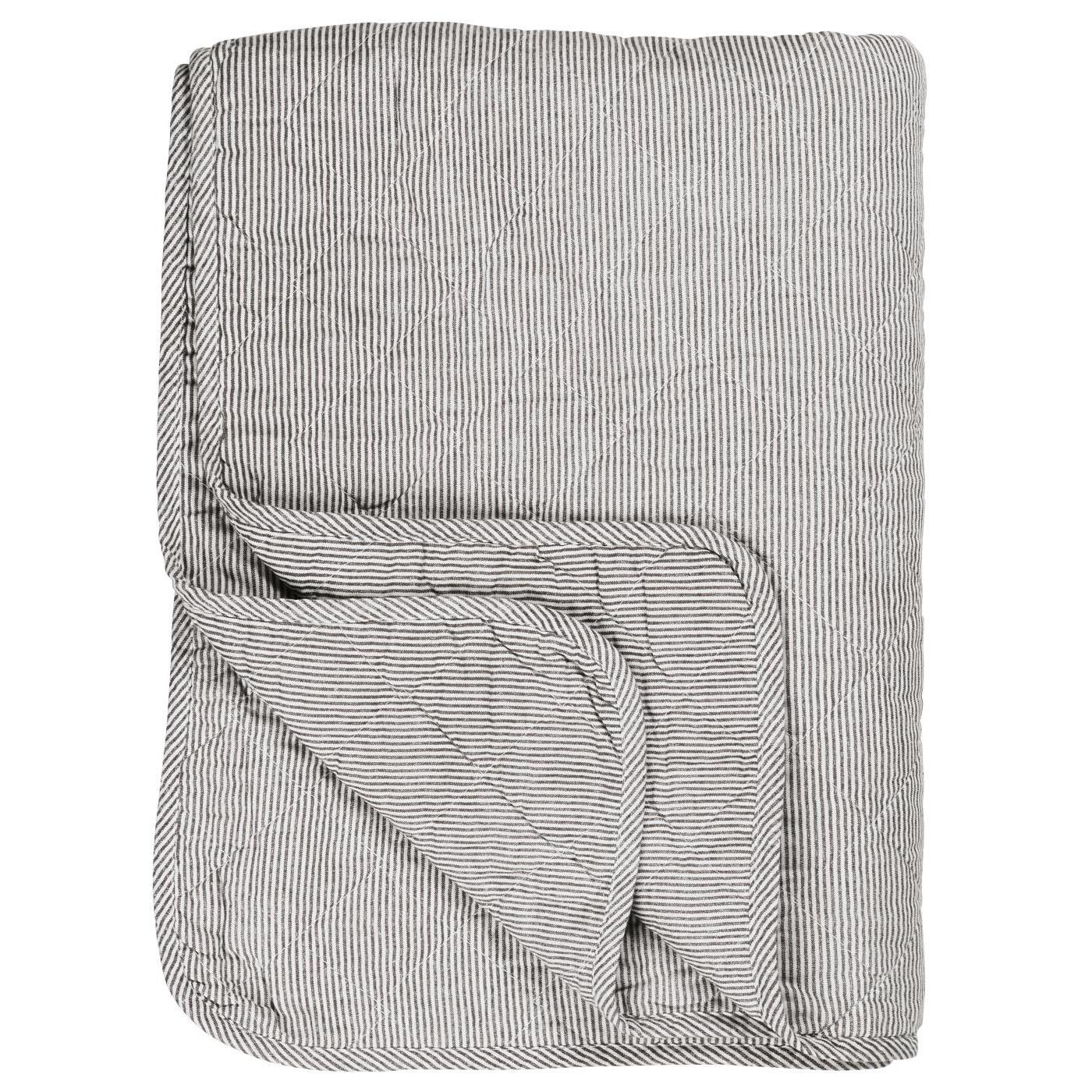 IB Laursen Tagesdecke Quilt weiß/dunkelgrau gestreift 130x180cm