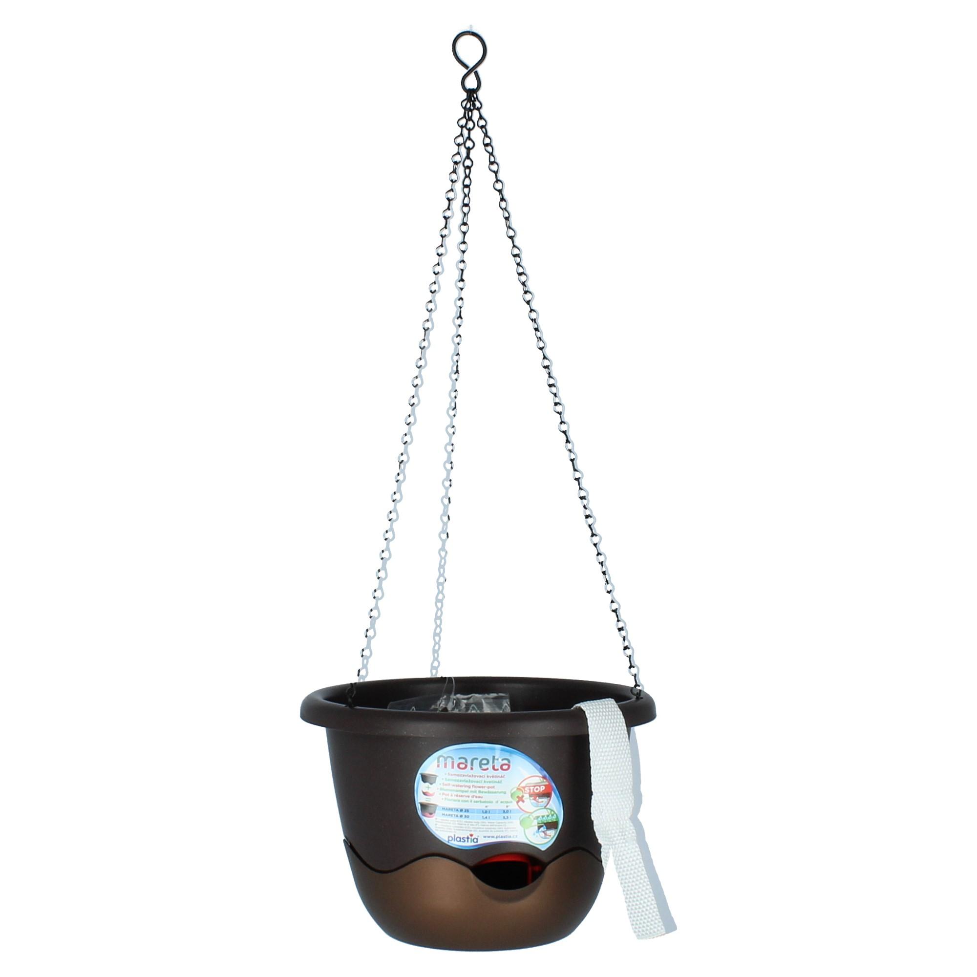 Plastia Blumenampel Mareta 25 Braun Bronze Wasserspeicher