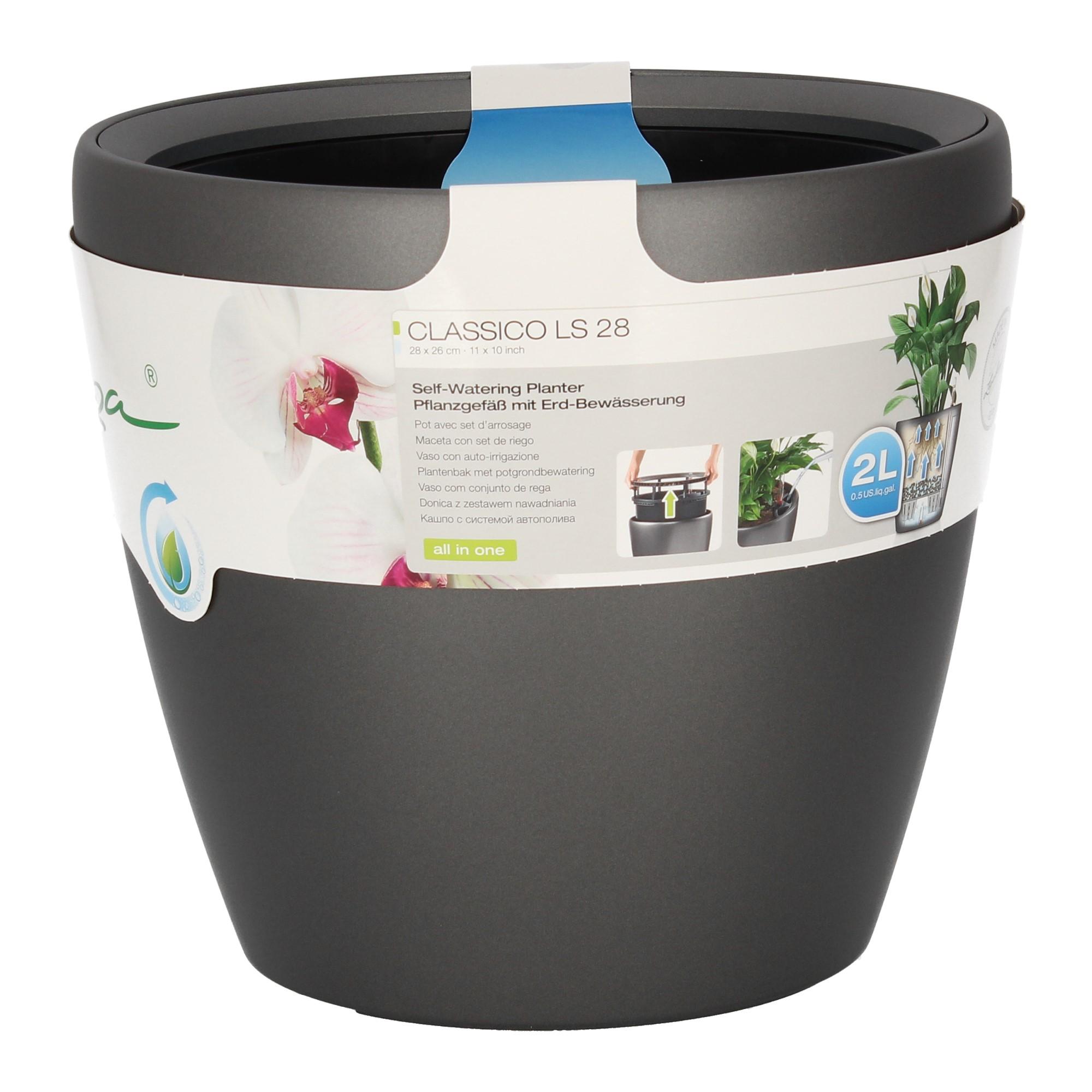 Lechuza Blumentopf rund Classico LS 28 anthrazit metallic