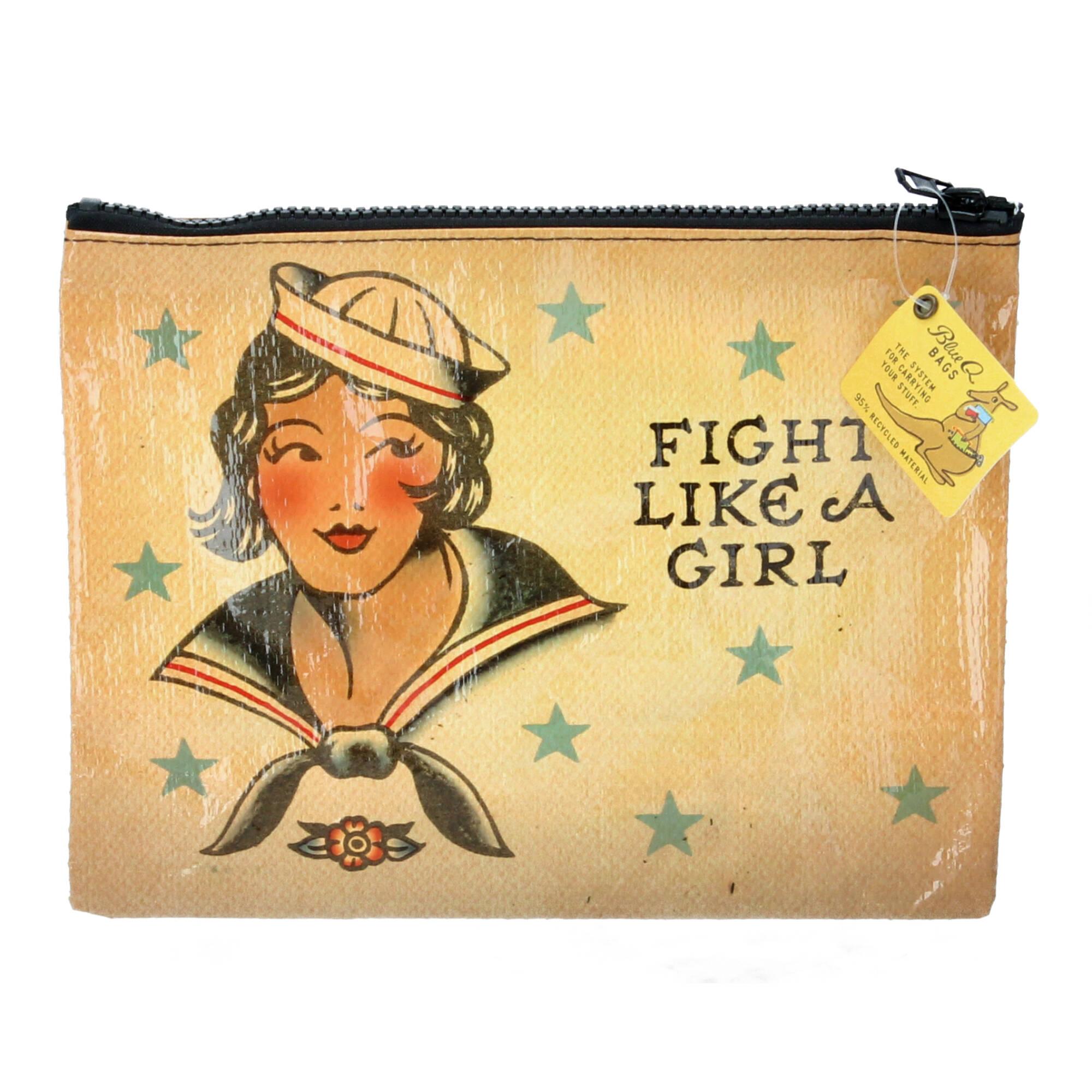 Blue-Q Zipper Pouch Kosmetiktasche Fight like a girl Recycling