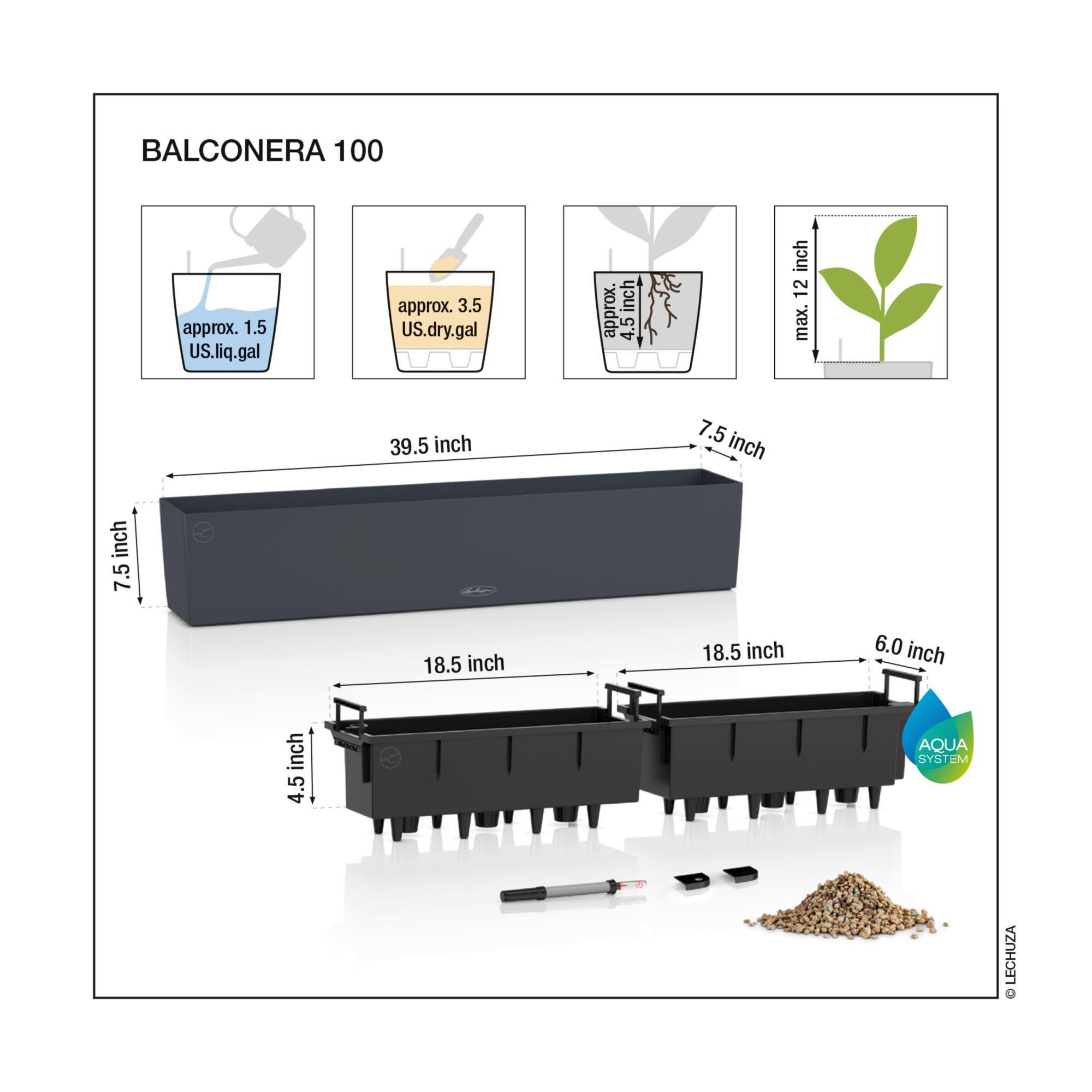 Lechuza Blumenkasten Balconera Stone 100 Steingrau 15438