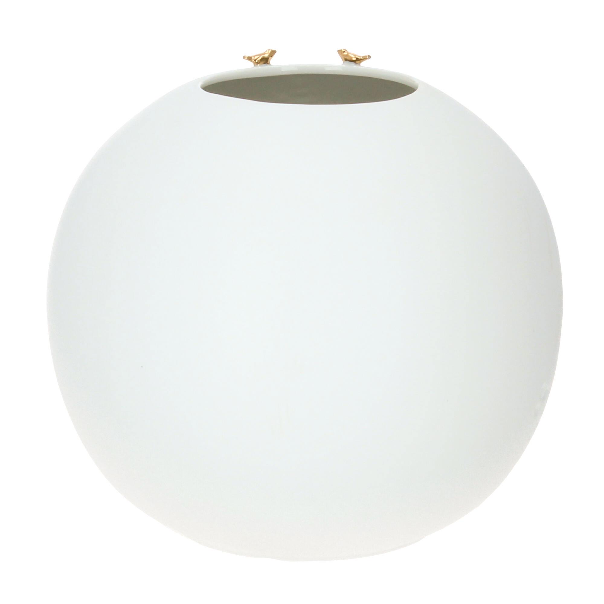 räder Zuhause Porzellangeschichten Vase Ast Vogel gold H 22 cm D 25 cm