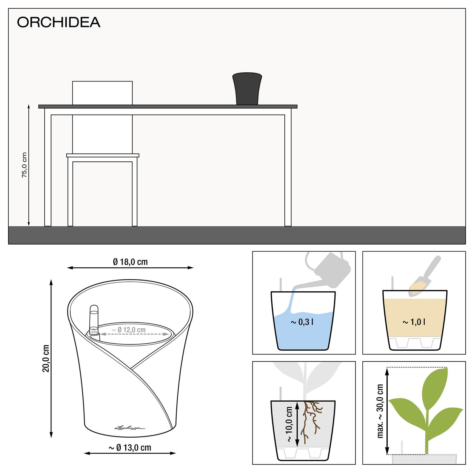 Lechuza Blumentopf klein Orchidea taupe matt braun 13965