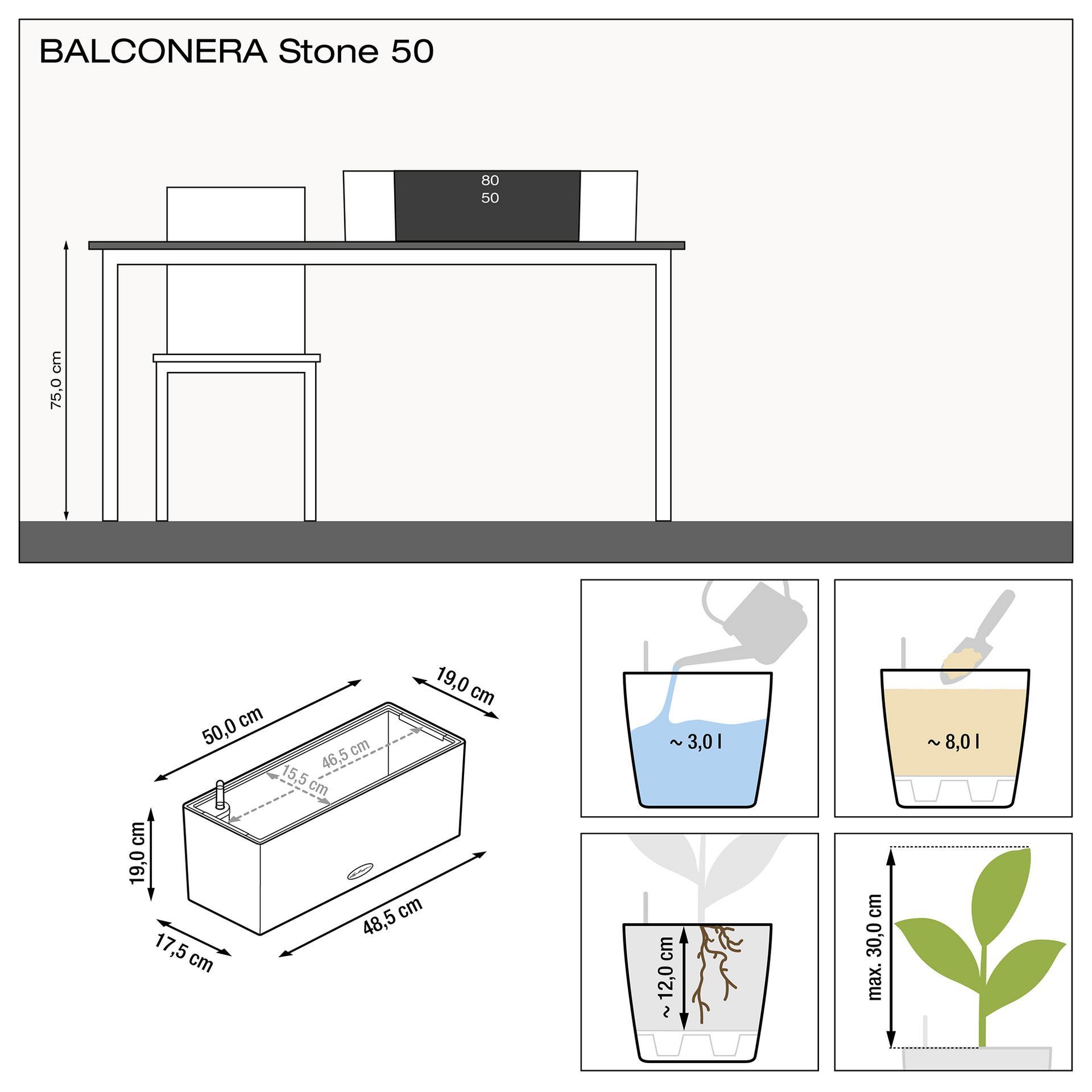 Lechuza Blumenkasten Balconera Stone 50 sandbeige