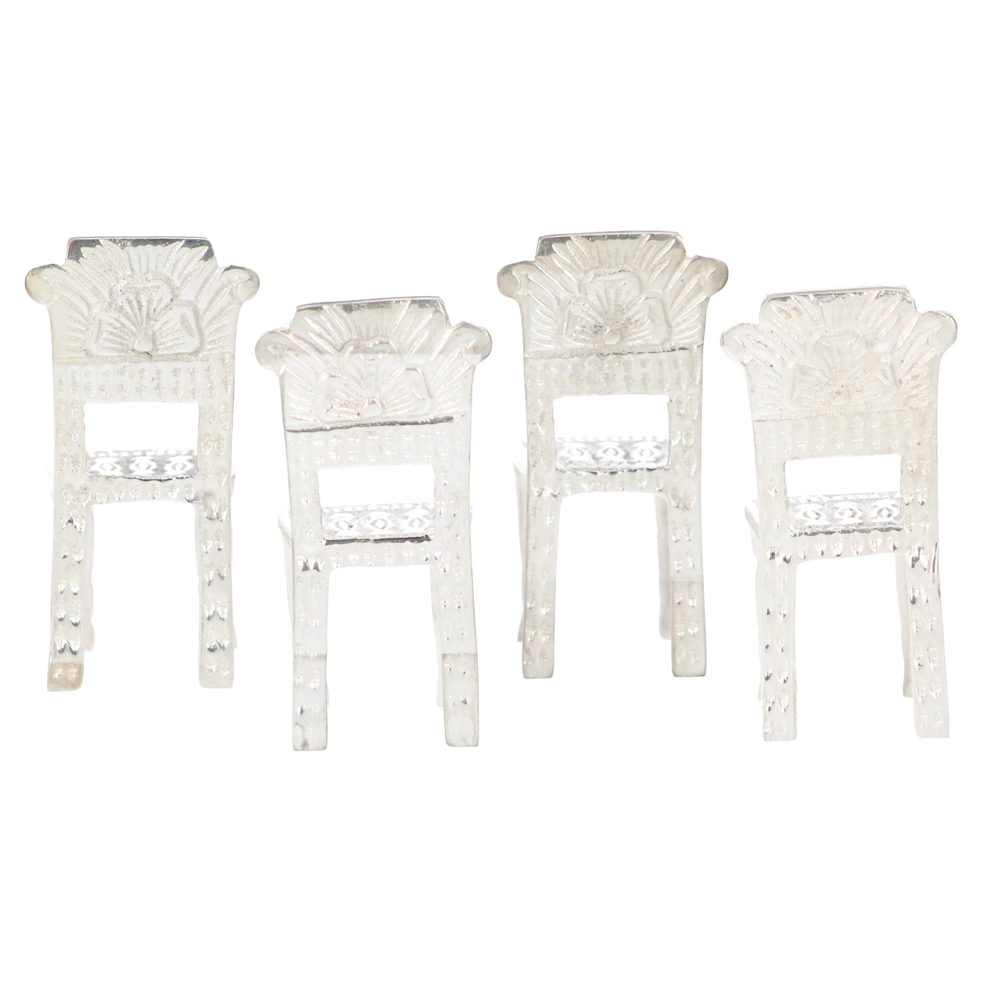 Hoff-Interieur Kartenhalter versilbert Stühle, 4er Set, 9704 Hoff-Interieur Kartenhalter versilbert Stühle, 4er Set, 9704
