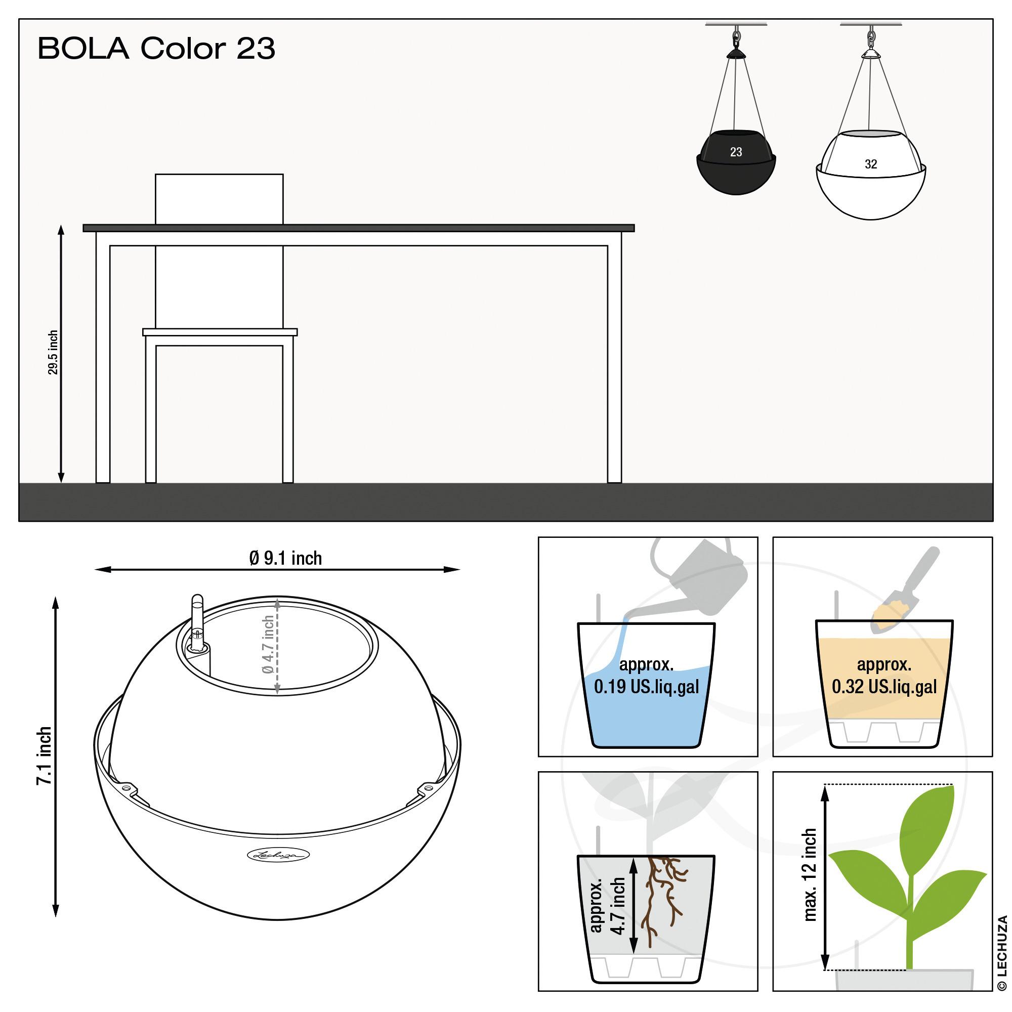 Lechuza Blumenampel Bola Color 32 sandbraun Wasserspeicher