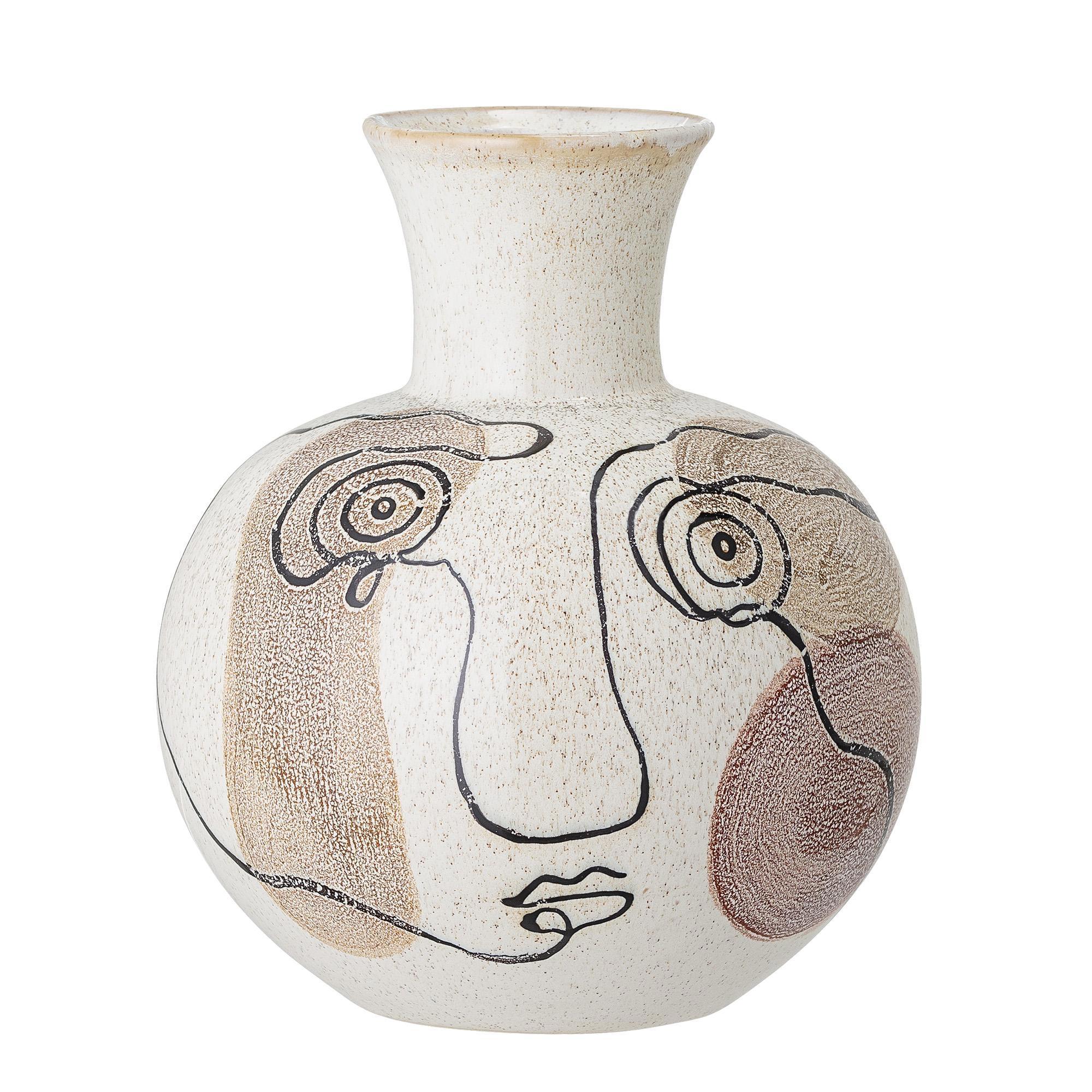 Bloomingville Vase mit Gesicht Steingut 22,5 cm beige Bloomingville Vase mit Gesicht Steingut 22,5 cm beige