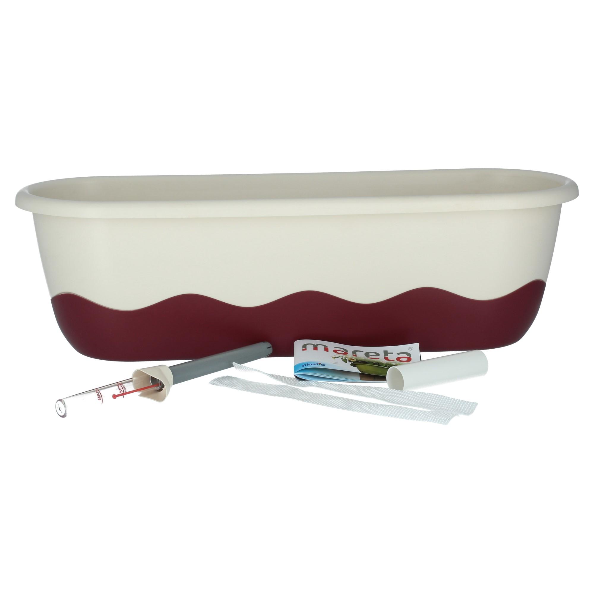 Plastia Blumenkasten Mareta 60 weiß rot Wasserspeicher Plastia Blumenkasten Mareta 60 weiß rot Wasserspeicher