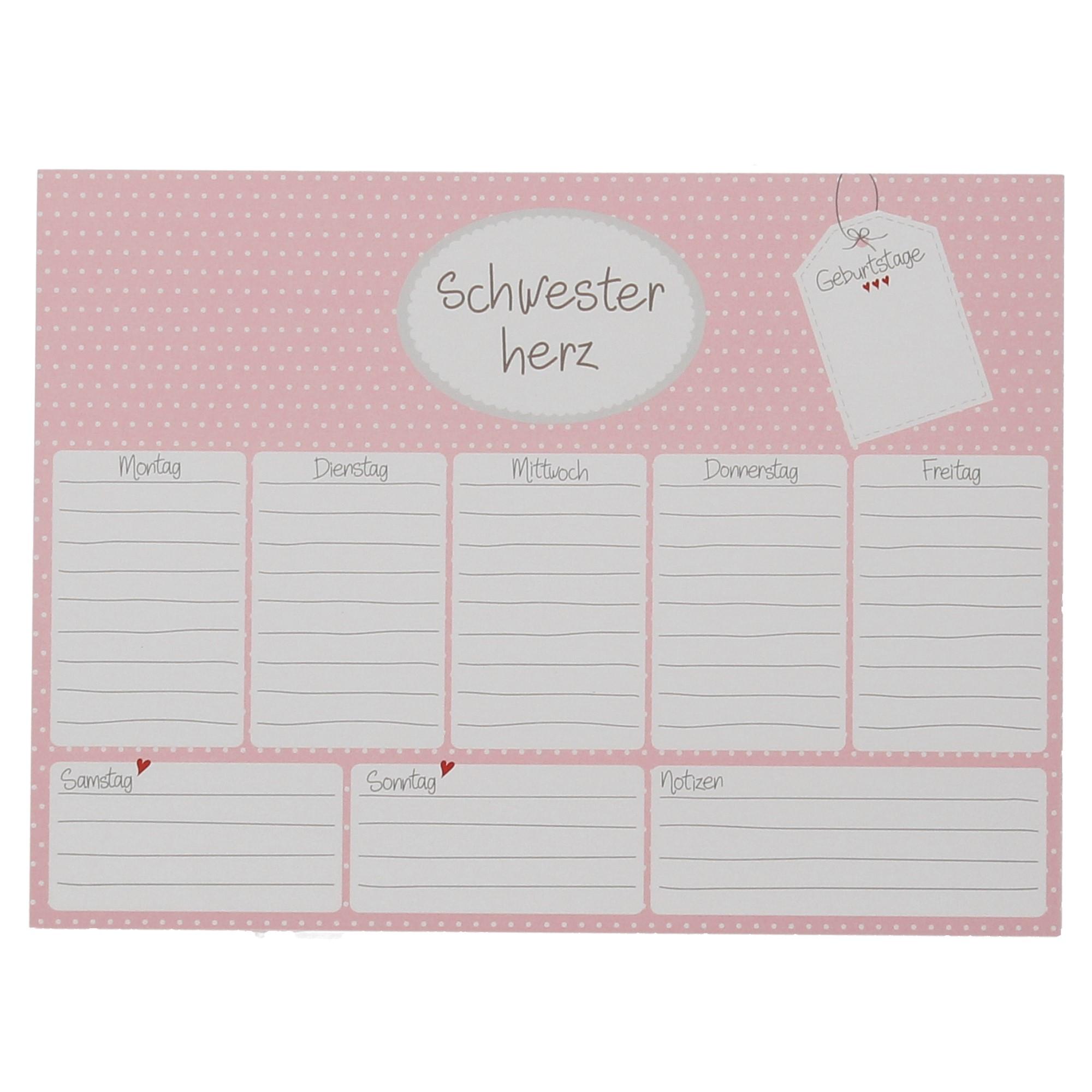Mea Living Wochenplaner, Schwesterherz, WOP-005