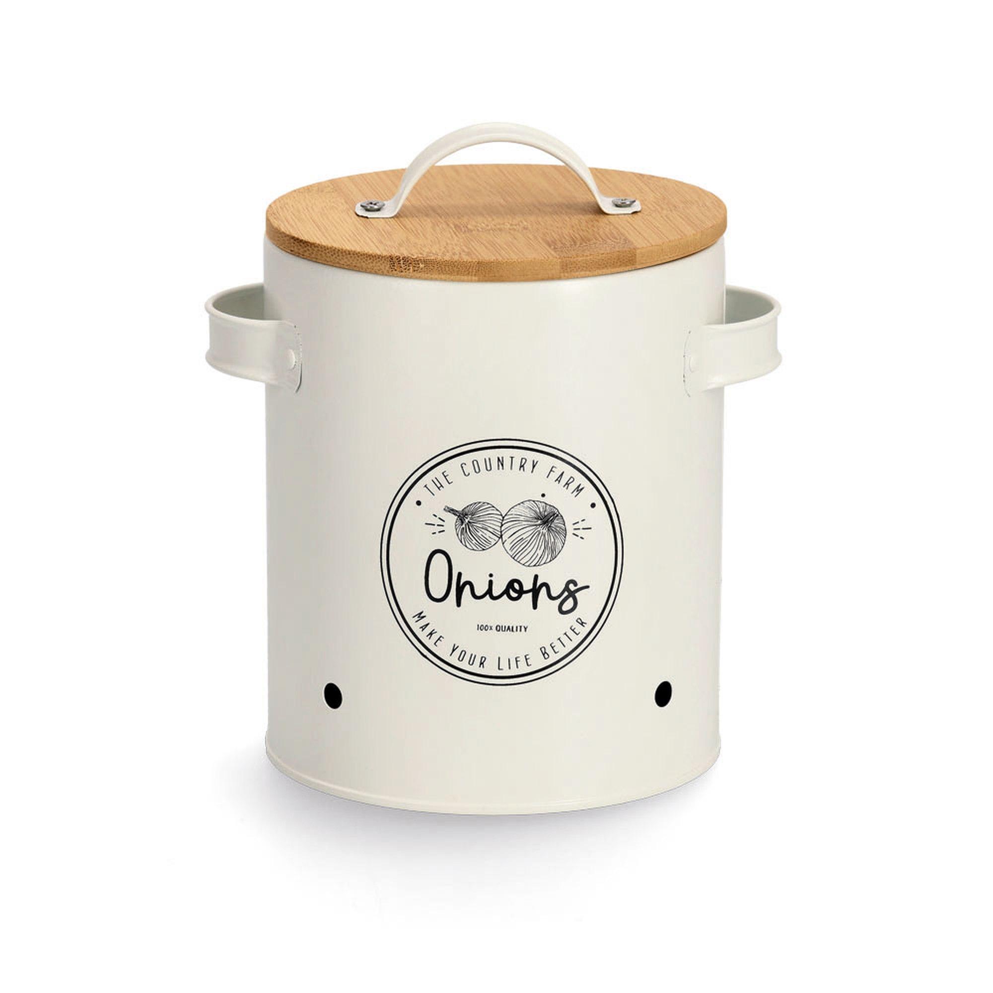 Zeller Present Vorratsdose Onions mit Bambusdeckel Metall weiß 19382