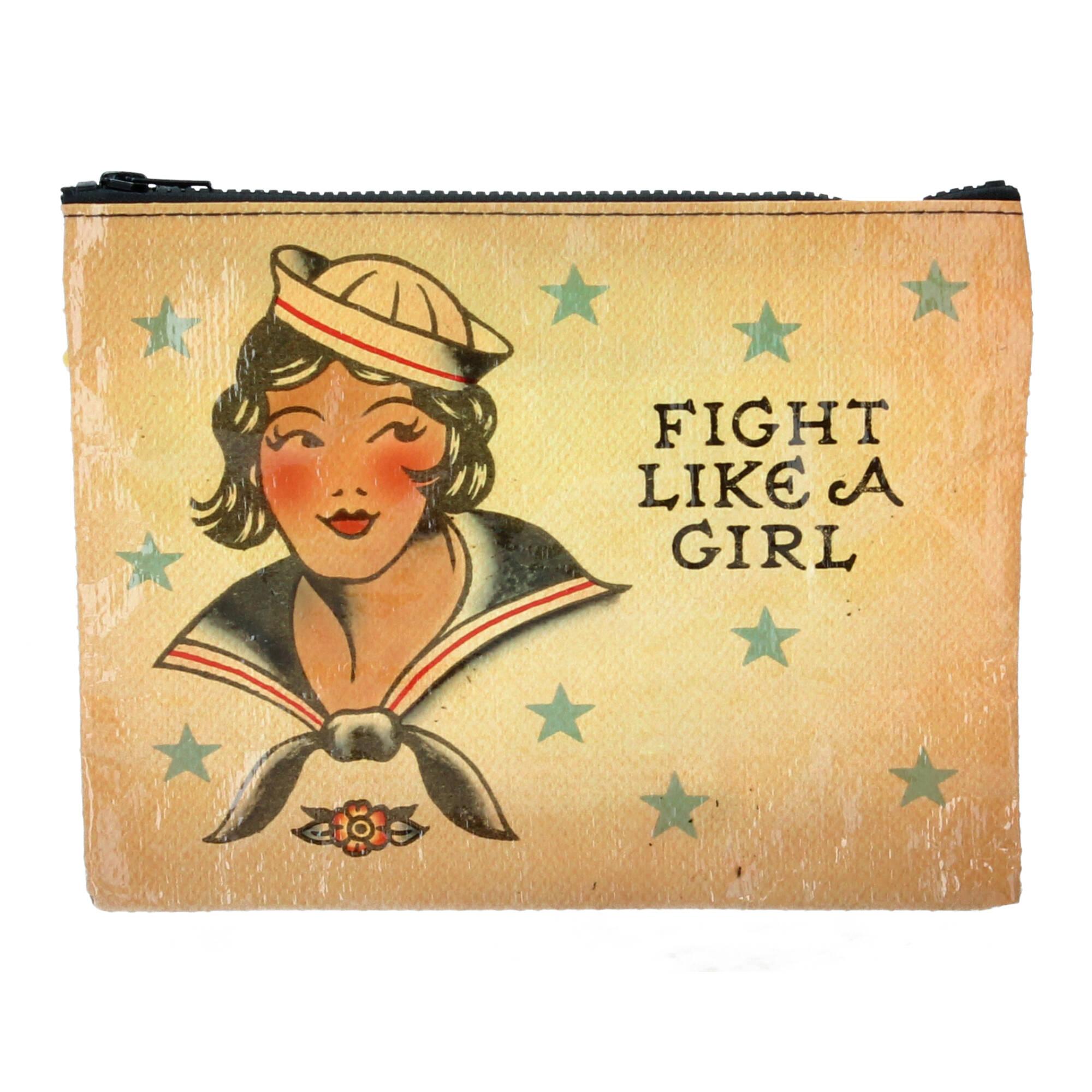 Blue-Q Zipper Pouch Kosmetiktasche Fight like a girl Recycling