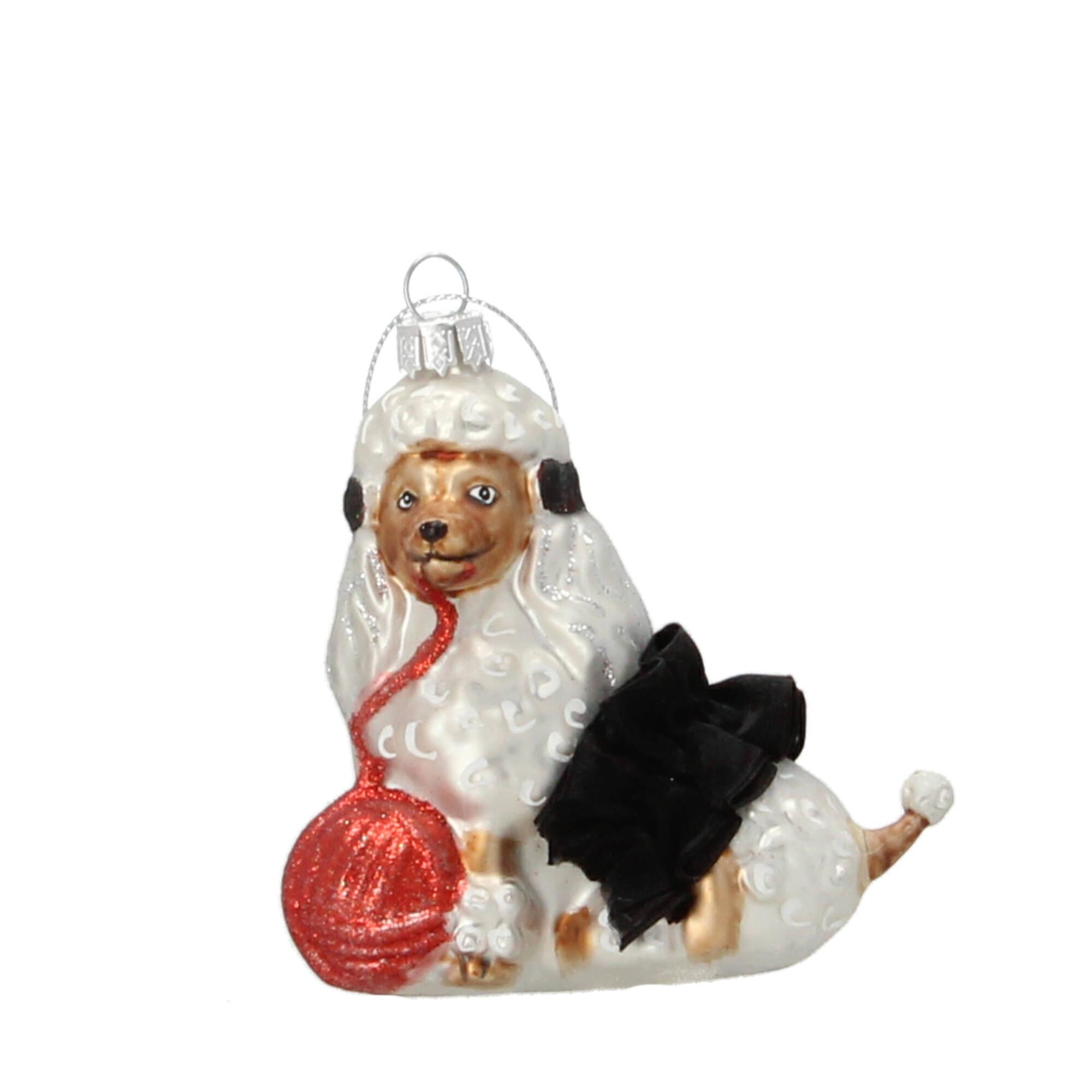 Werner Voß Christbaumschmuck Pudel m. Wolknäuel