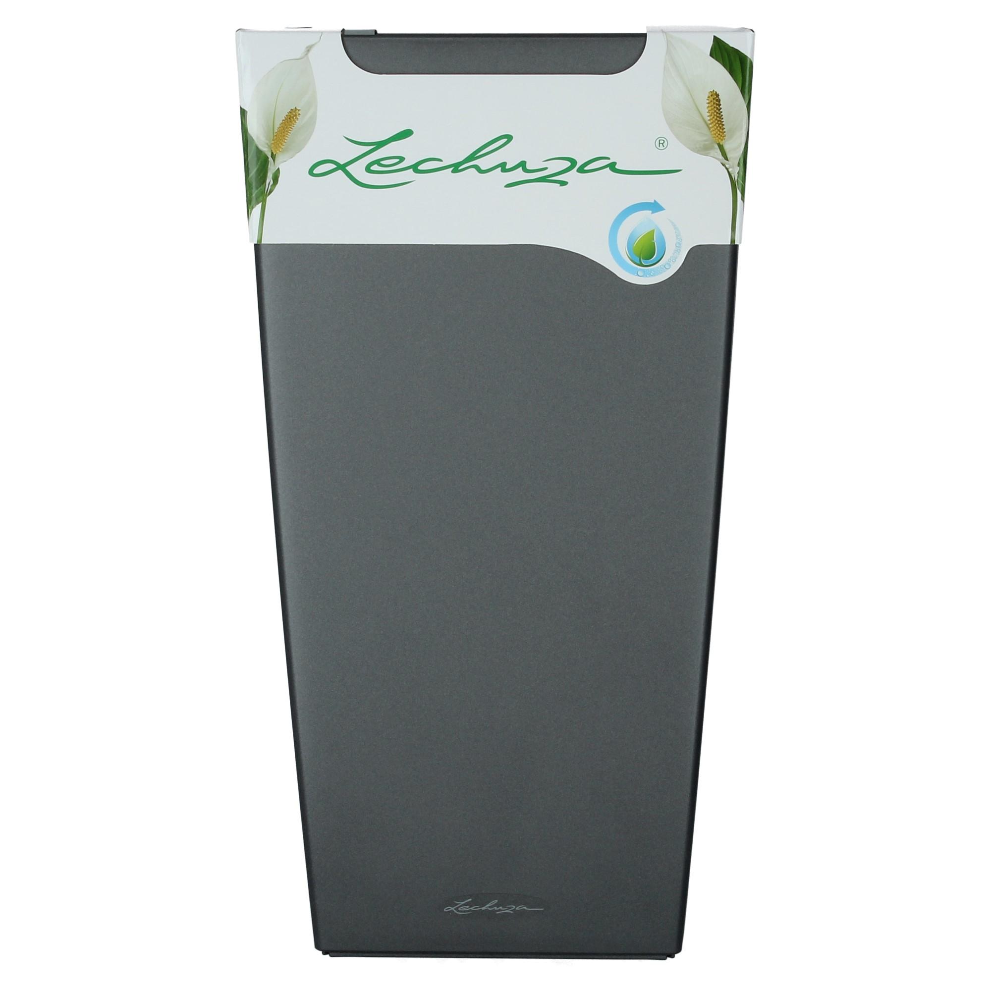 Lechuza Blumentopf hoch Cubico 22 anthrazit metallic Grau