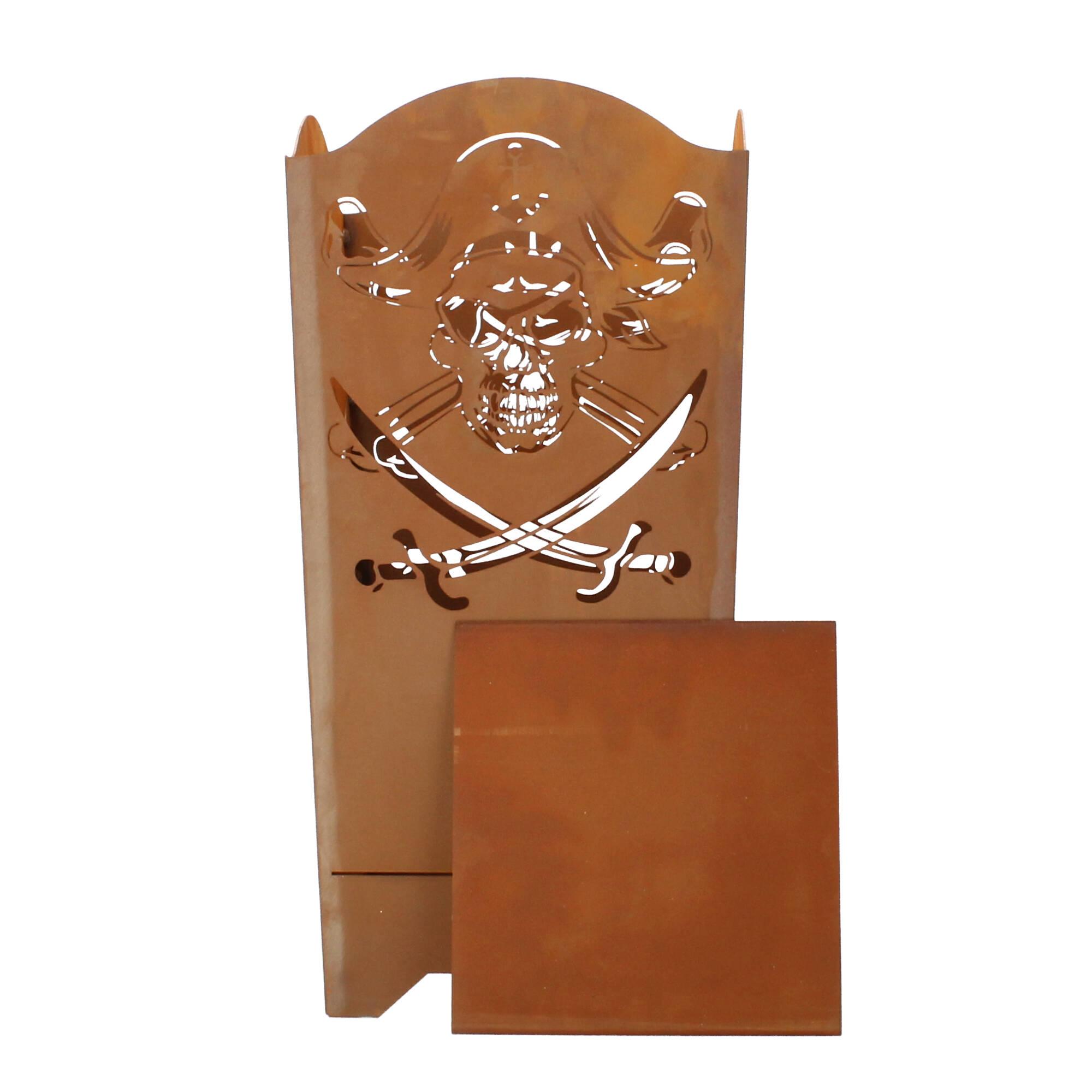 Ferrum Feuerkorb Pirat eckig H 66,5cm B 32 cm Edelrost