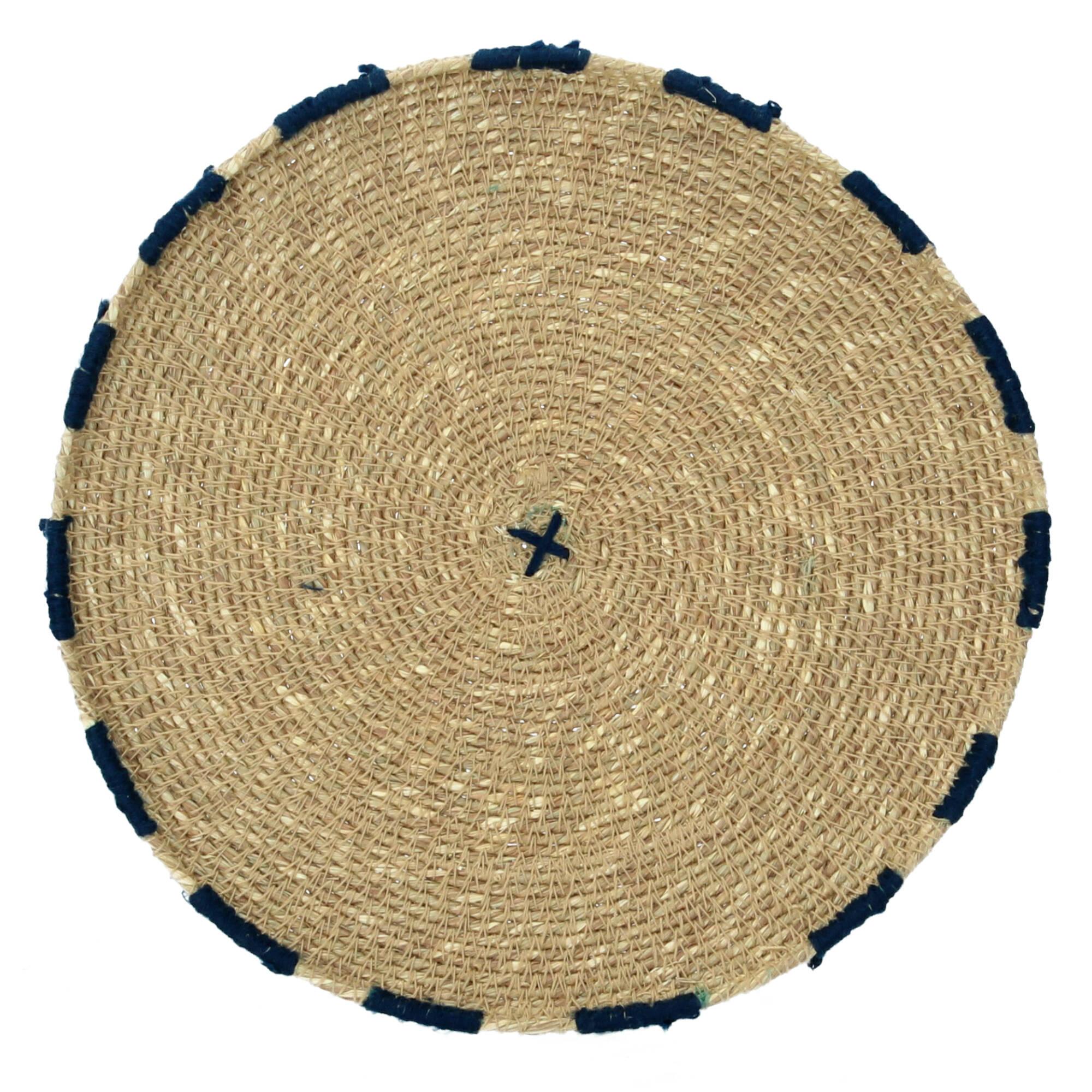 Bloomingville Tischset Dekountersetzer Seegras 2er Set blau rot natur