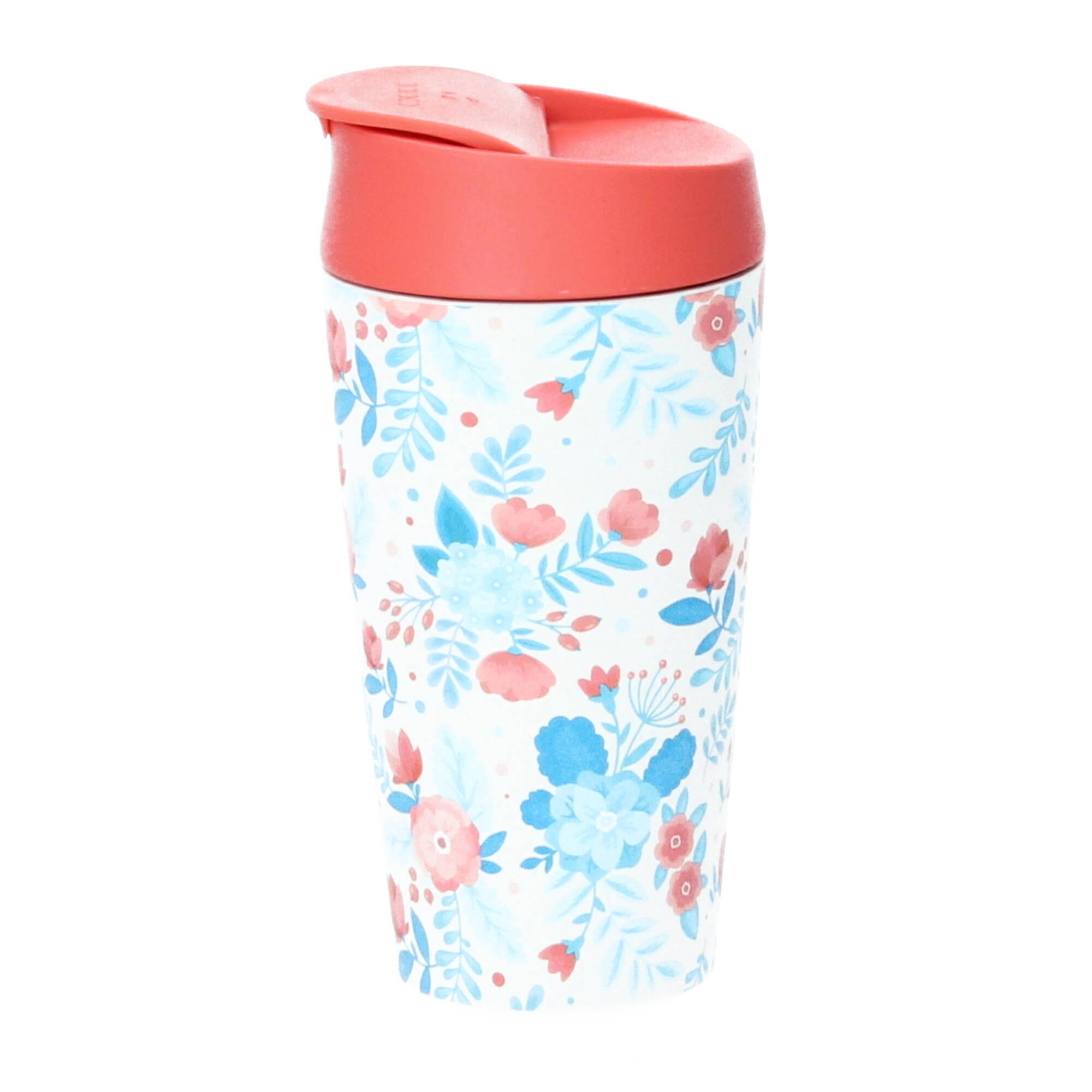 chic.mic Thermobecher Bioloco plant deluxe cup 420 ml red and blue flowers