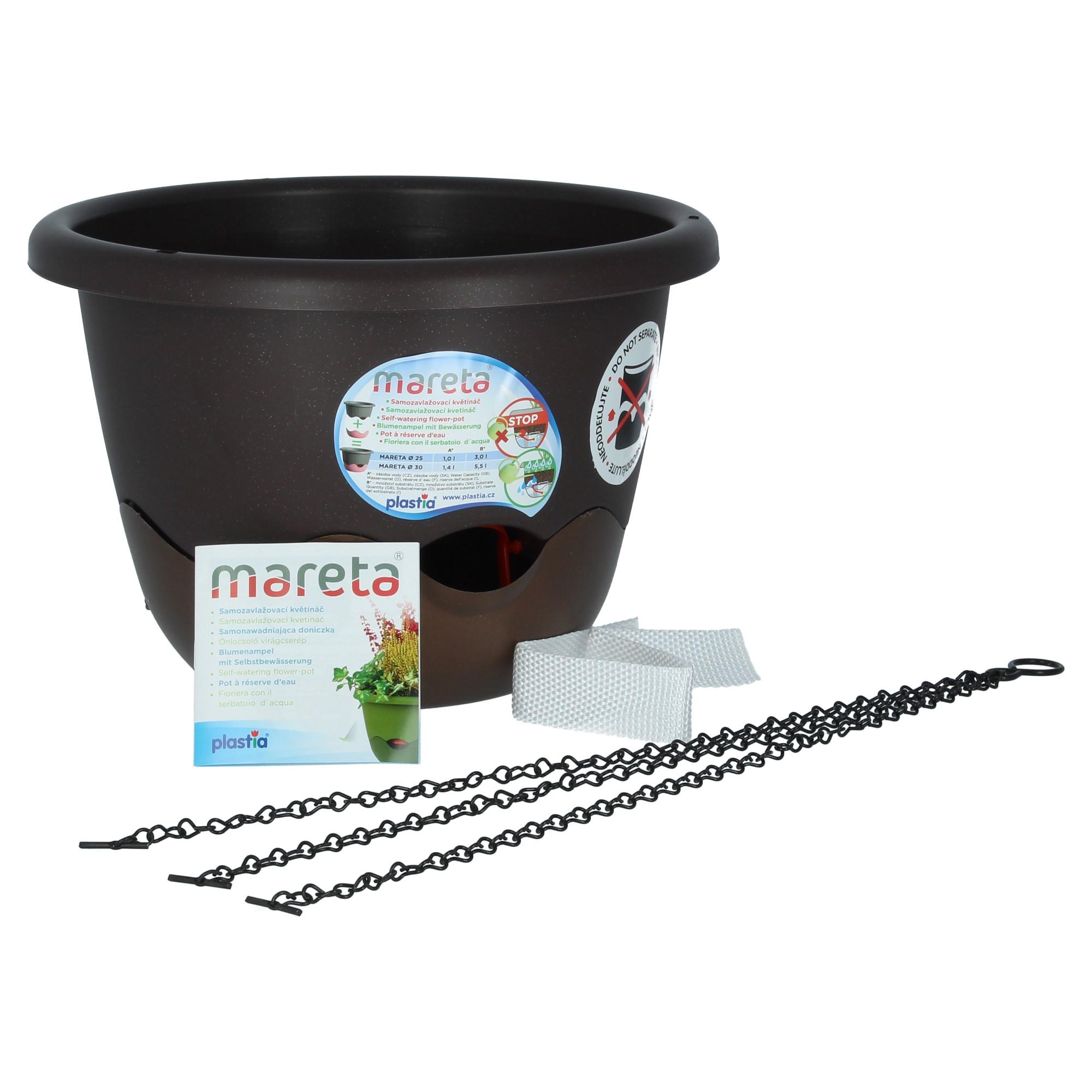 Plastia Blumenampel Mareta 30 Braun Bronze Wasserspeicher