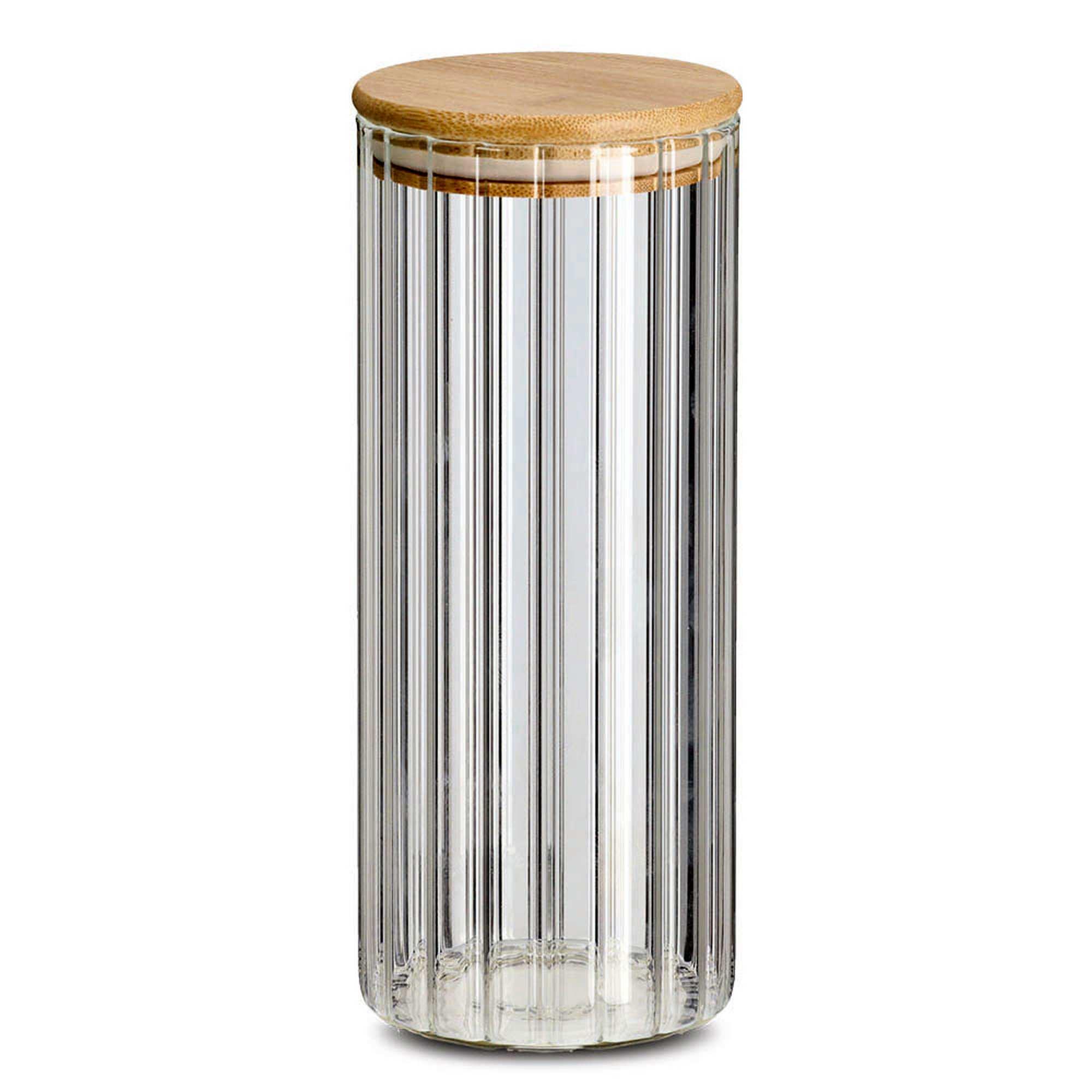 Zeller Present Vorratsglas "Rillen" 1100ml Bambusdeckel 19472
