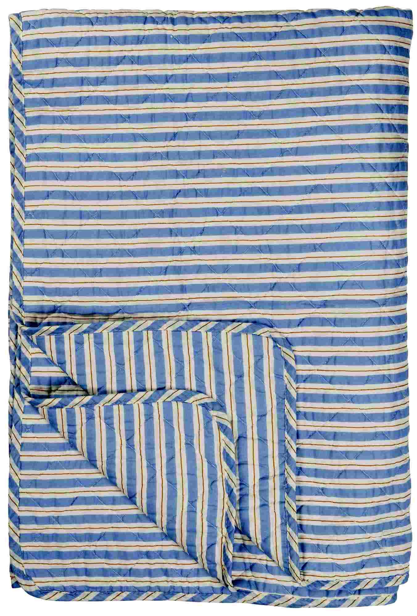 IB Laursen Tagesdecke Quilt blau-weiß braun gestreift 130x180cm IB Laursen Tagesdecke Quilt blau-weiß braun gestreift 130x180cm