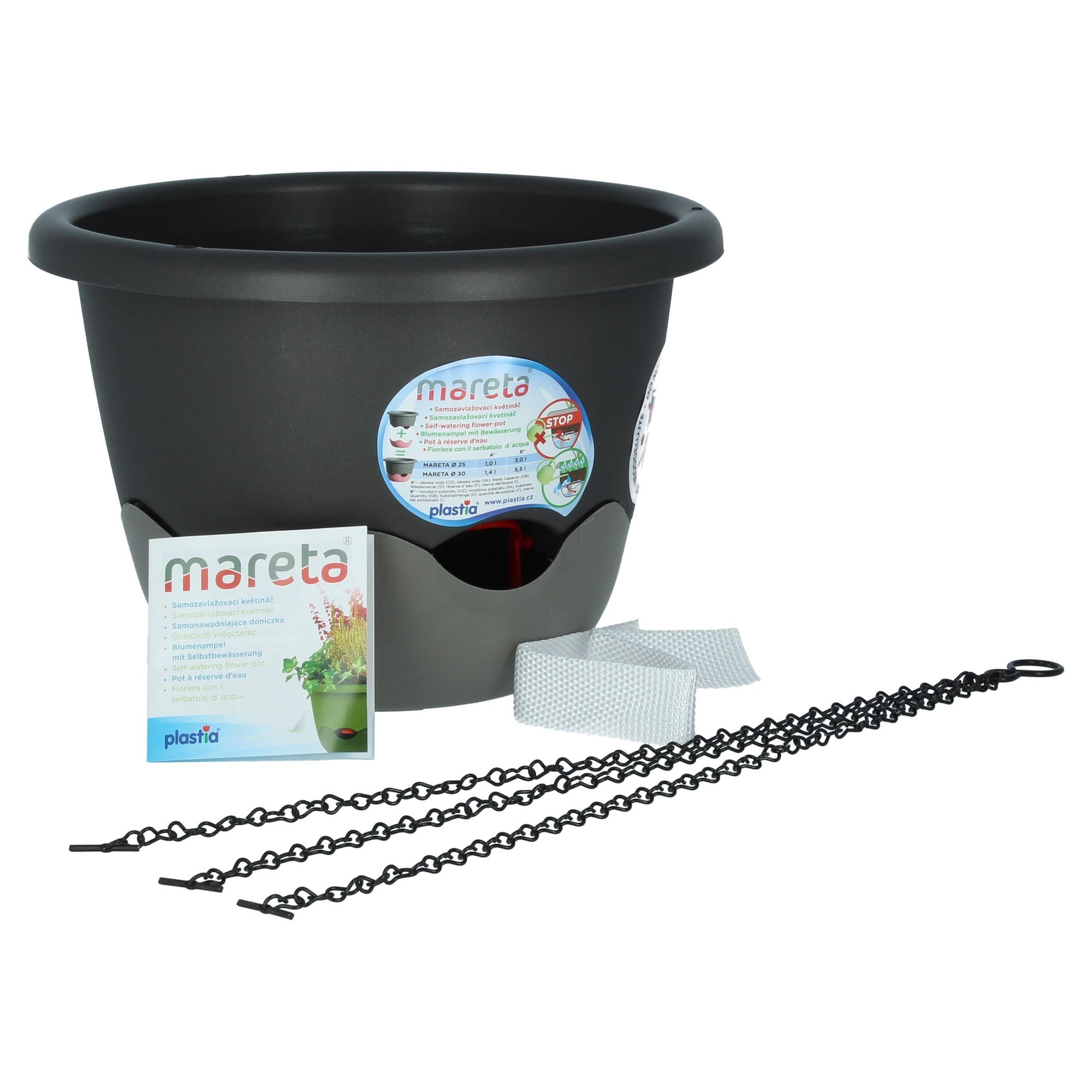 Plastia Blumenampel Mareta 30 Grau Anthrazit Wasserspeicher Plastia Blumenampel Mareta 30 Grau Anthrazit Wasserspeicher