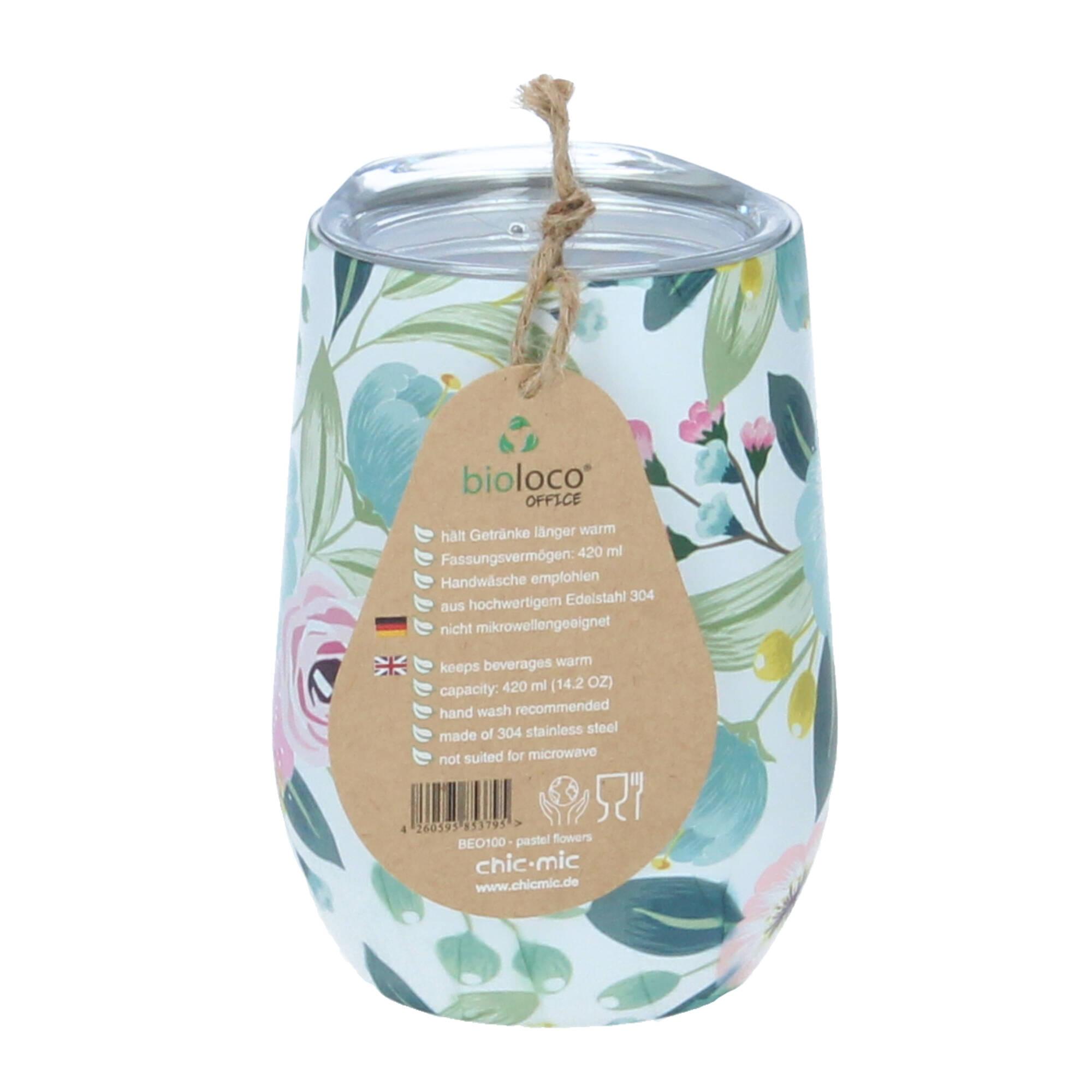 chic.mic Thermobecher Bioloco office pastel flowers 420 ml Edelstahl BEO100
