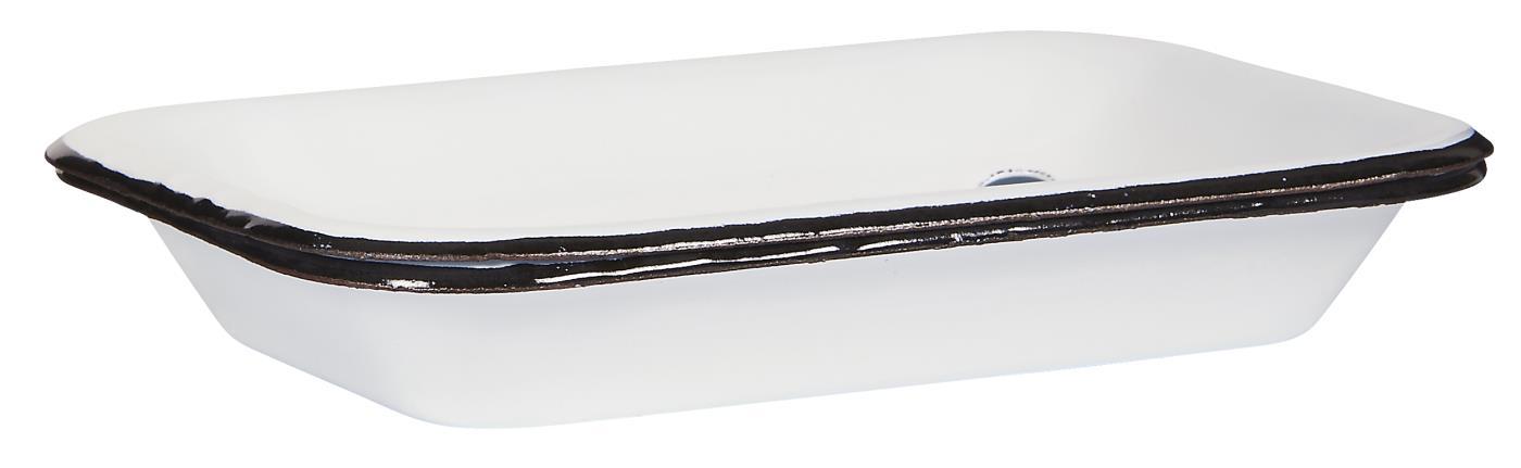 IB Laursen Seifenschale 2-teilig schwarze Kante Emaille weiß 0447-11 IB Laursen Seifenschale 2-teilig schwarze Kante Emaille weiß 0447-11